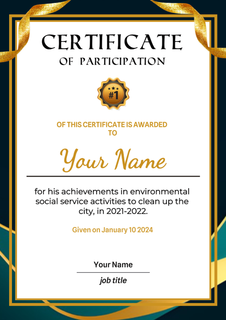 No marketing, certificado, certificado de lujo con tema azul y dorado