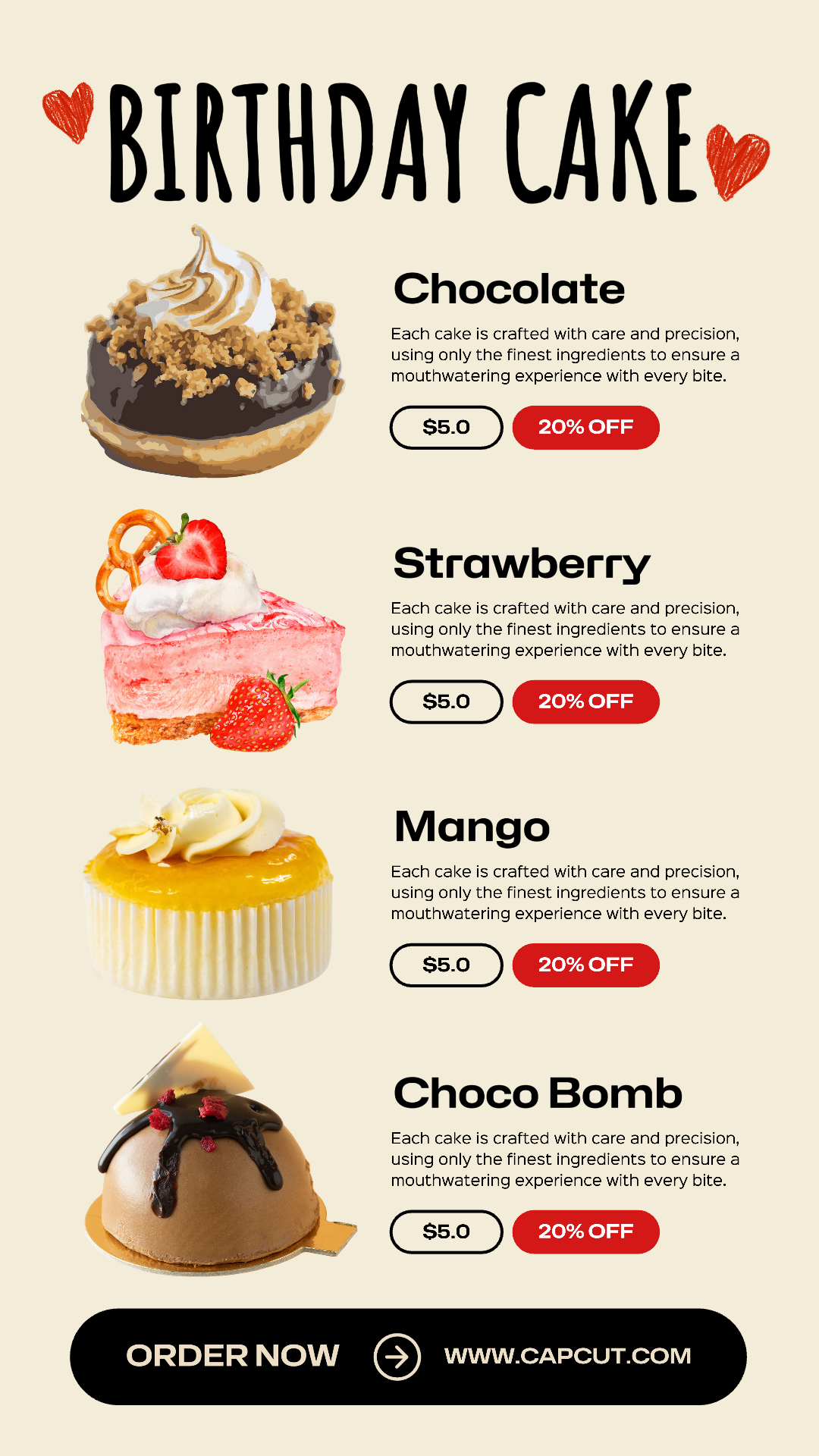 Poster Pemasaran Makanan Promosi Kue Ulang Tahun Instagram Story