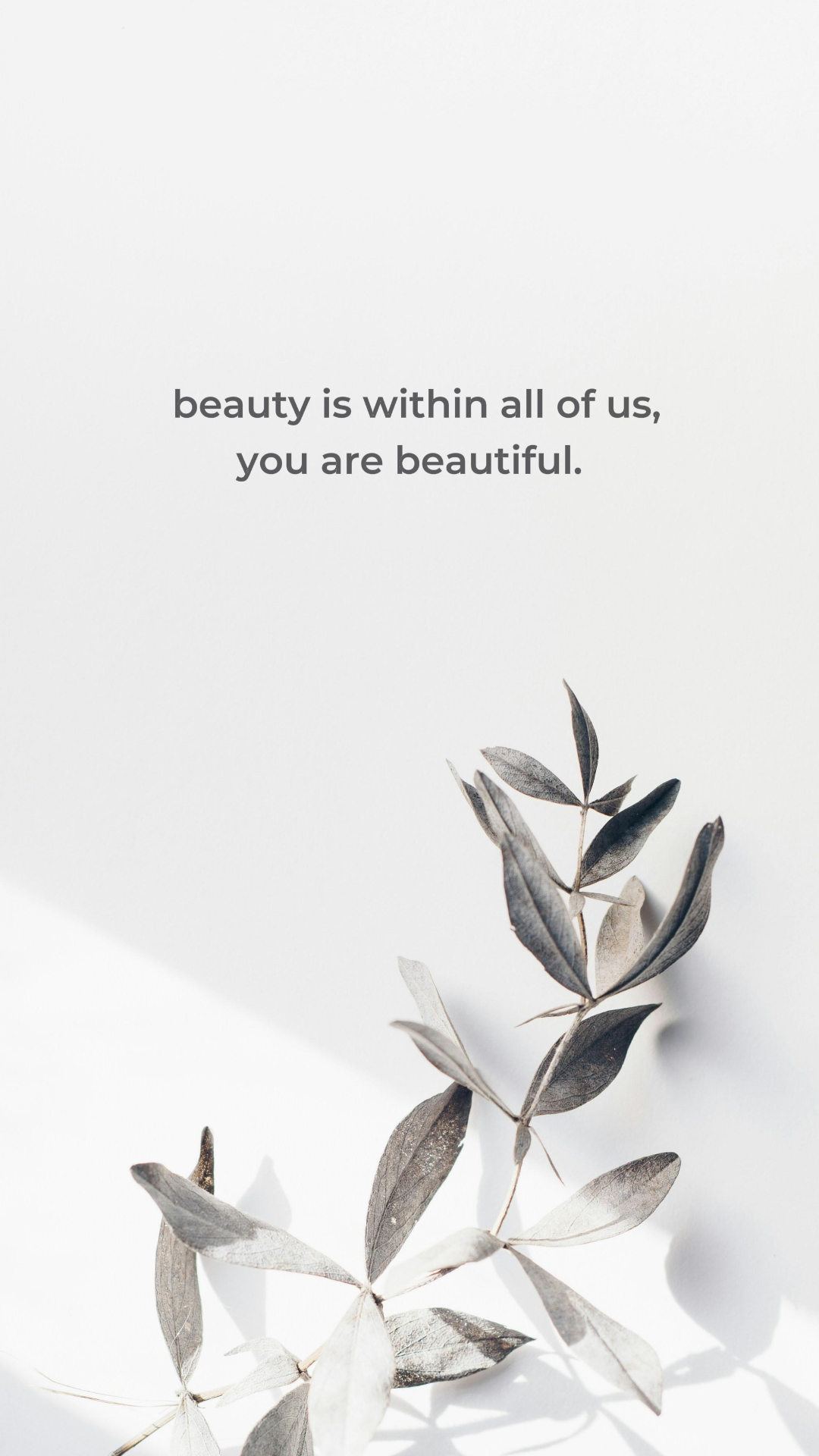 Fondo de pantalla cartel creativo la belleza está dentro de todos nosotros, eres hermosa flor en blanco y negro