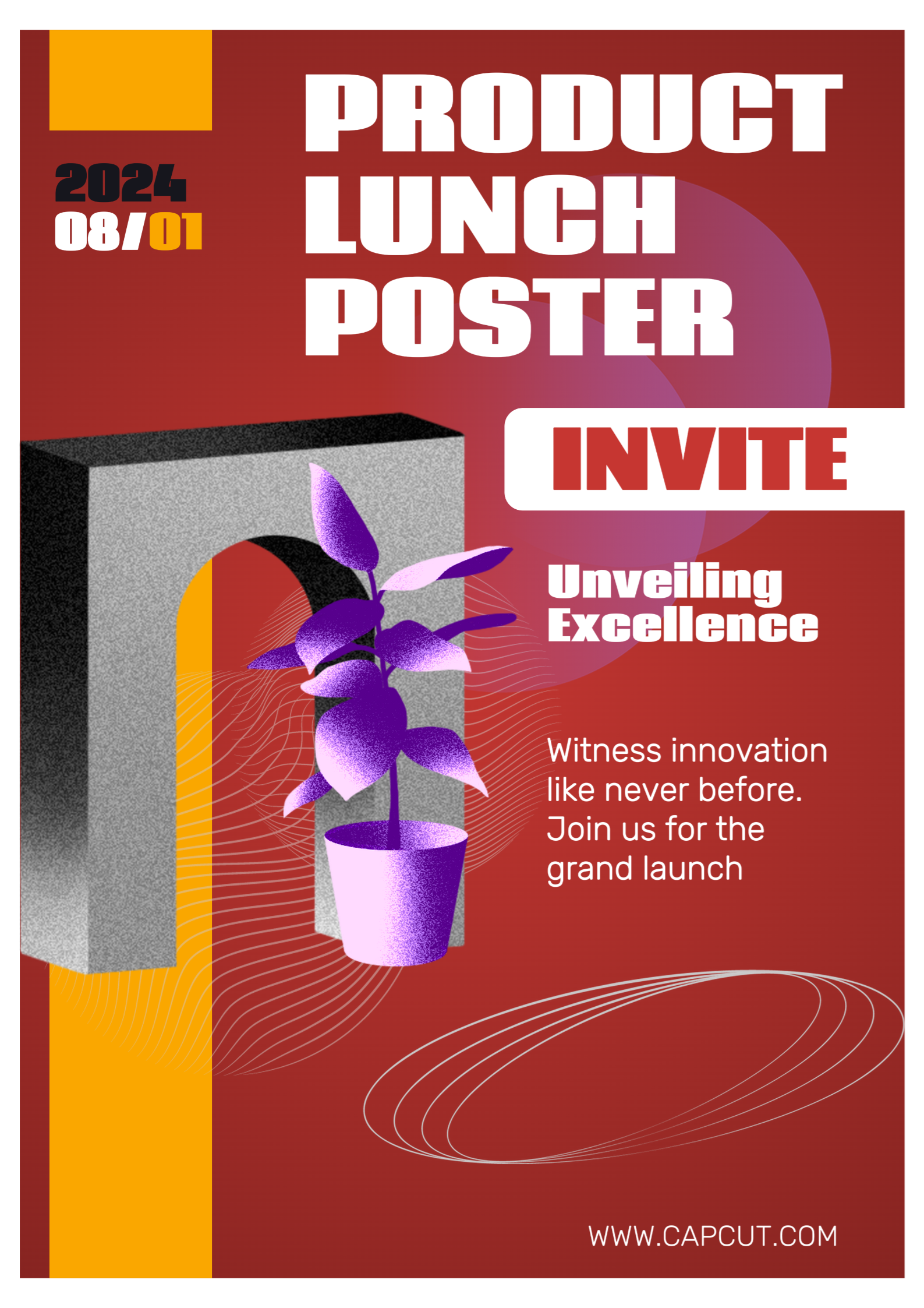 Business Marketing Poster Product Lunch Maroon