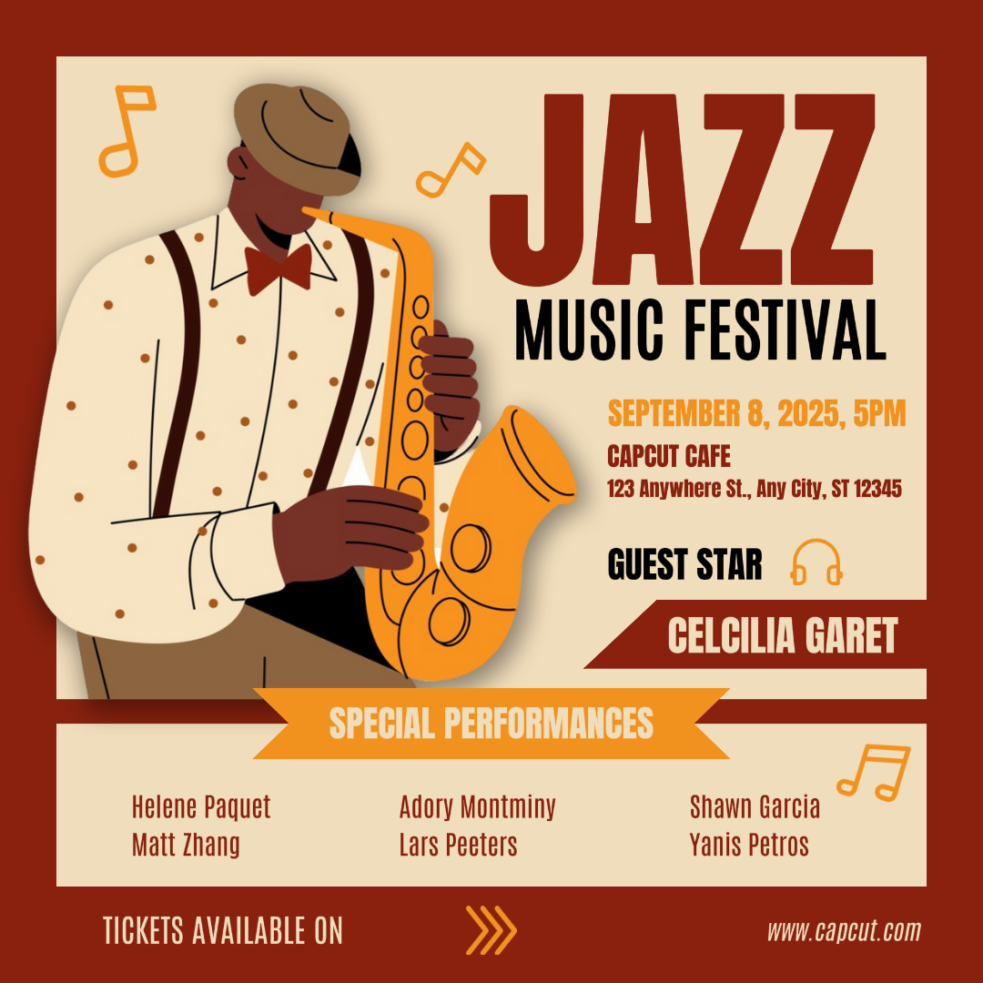 Entretenimiento Festival de Música de Jazz Instagram Post Beige