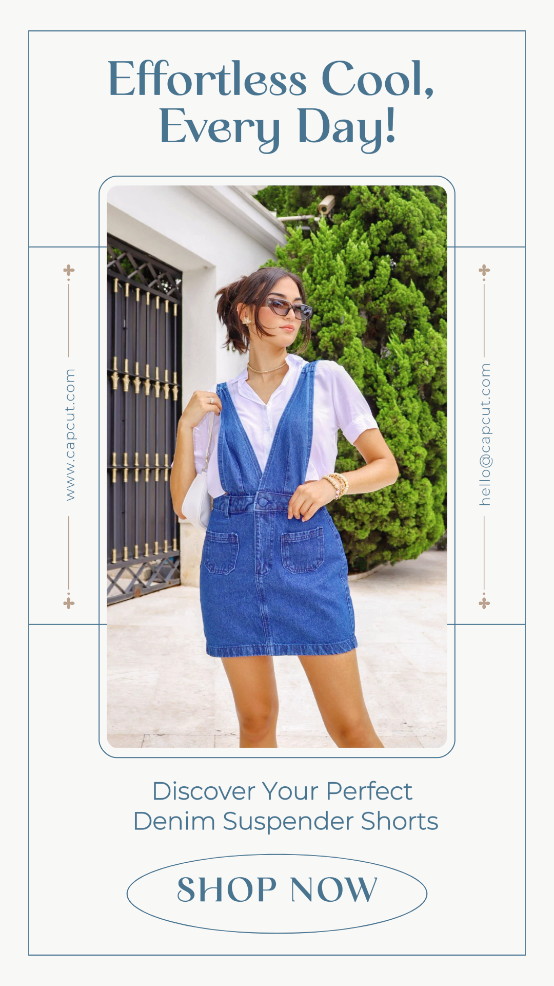 Cartel de marketing de ropa y zapatos Historia de Instagram Azul Beige