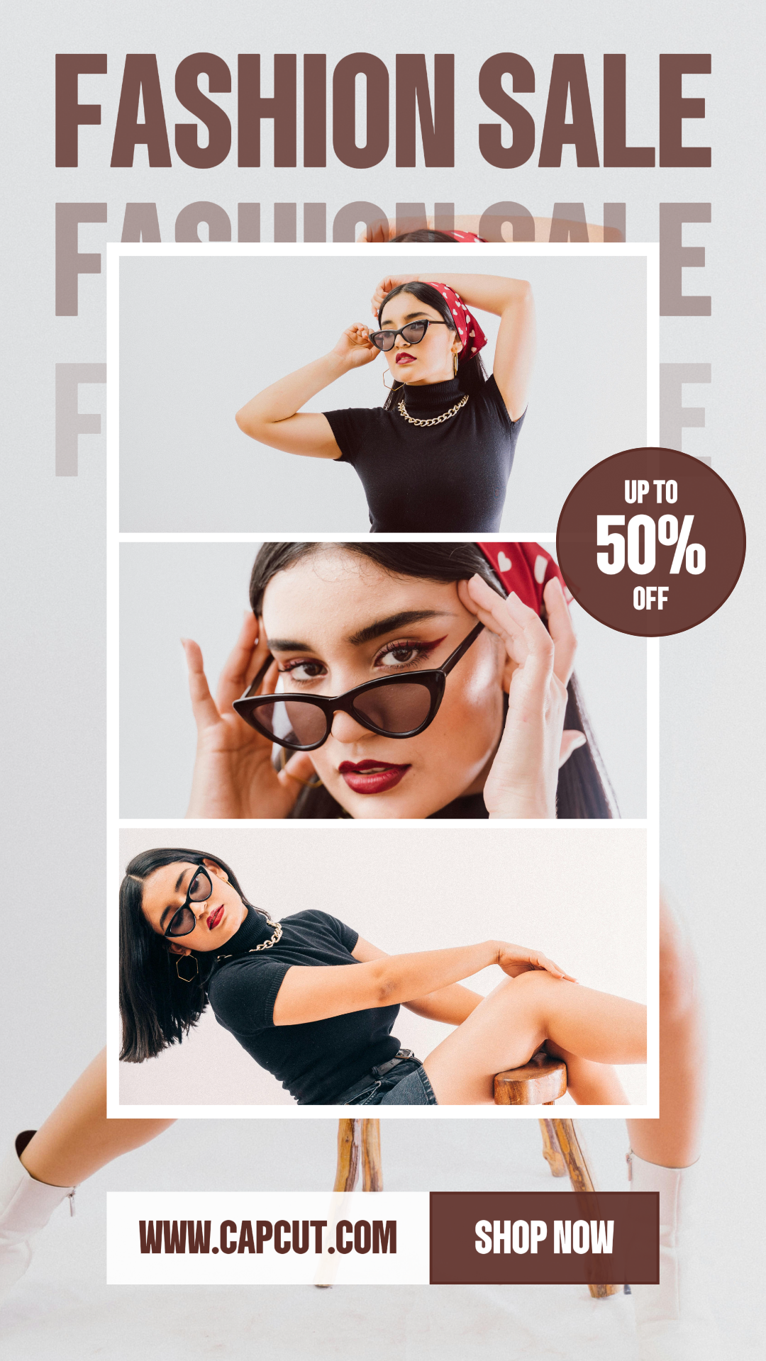 Cartel De Marketing De Ropa Y Zapatos Venta De Moda Instagram Story Brown