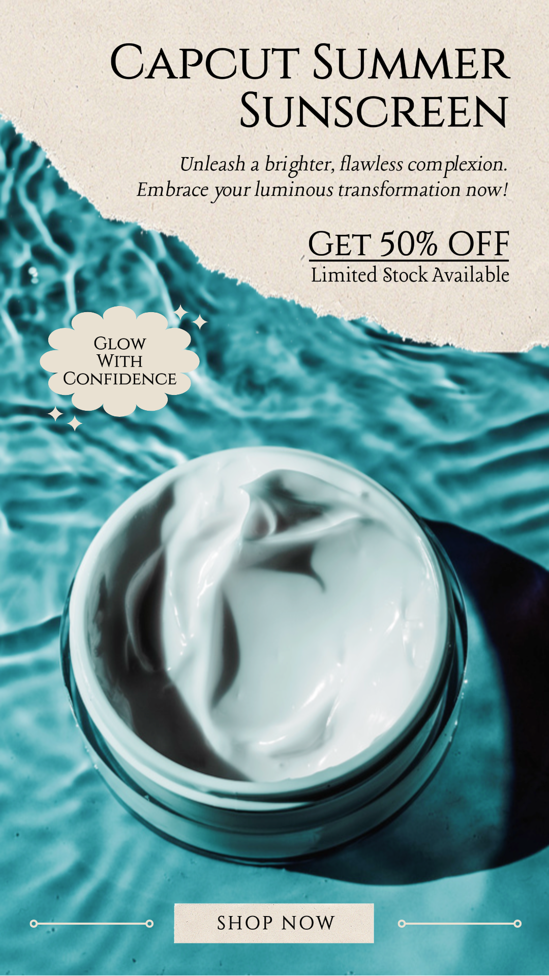 Beauty Care Marketing Poster Summer Sunscreen Promotion Instagram Story