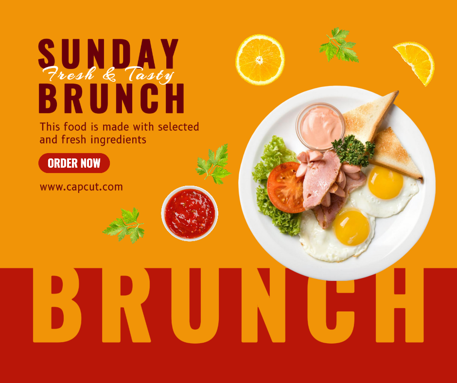 Food and Beverage Product Display Facebook Post Brunch Fresh and Tasty