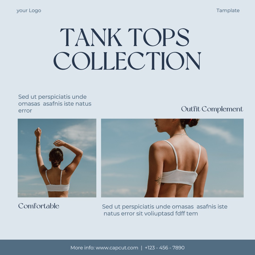 Simple publicación de instagram de la colección de moda azul