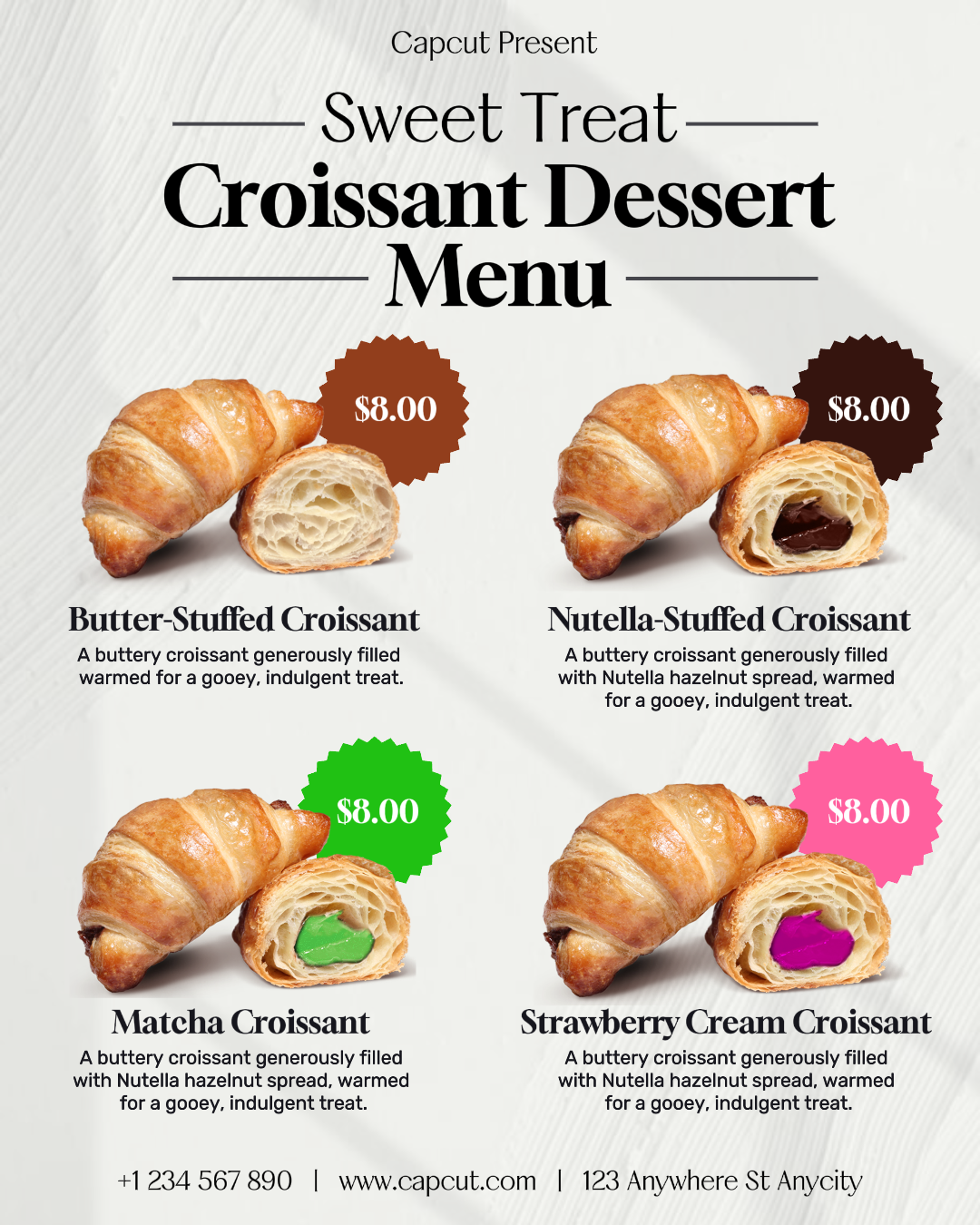 Comida Croissant Postre Menú Publicación de Instagram
