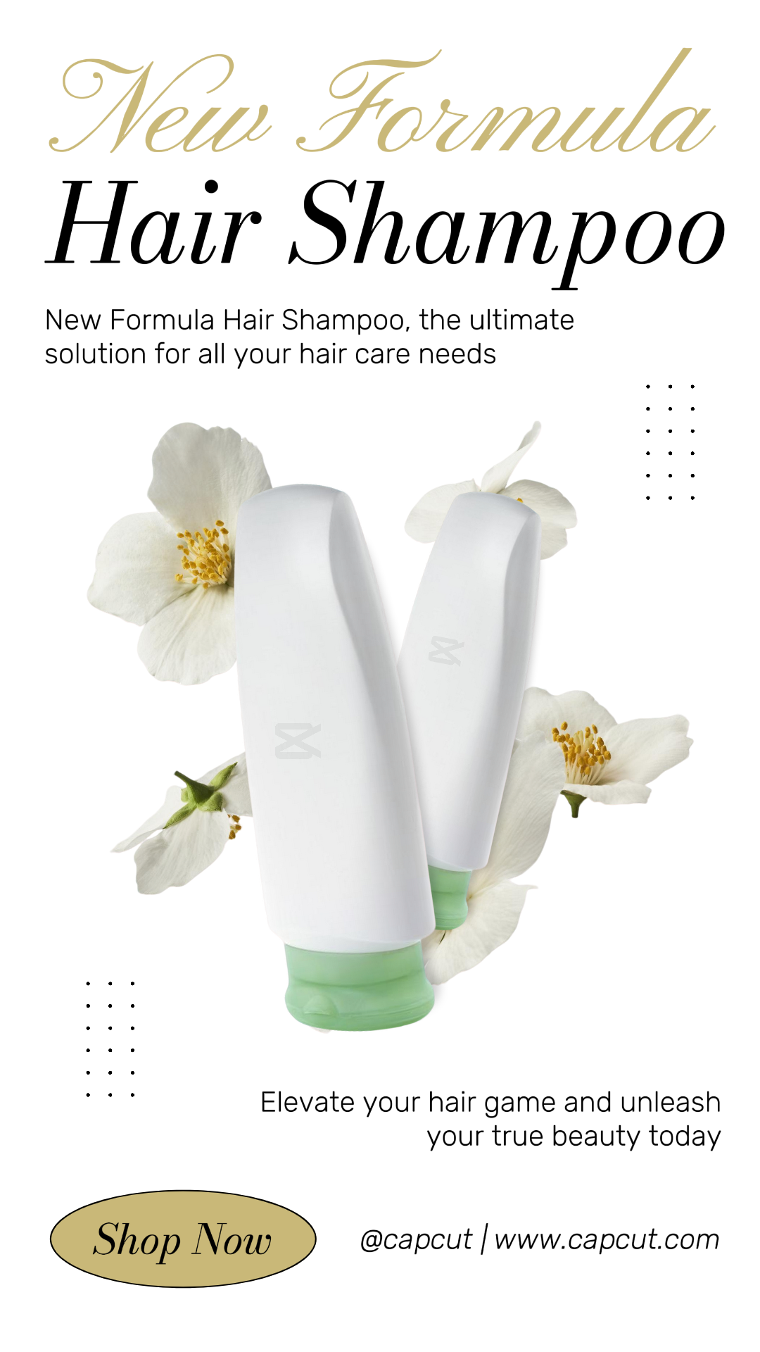 Cartel de marketing de cuidado de belleza, exhibición de productos de champú, historia de Instagram