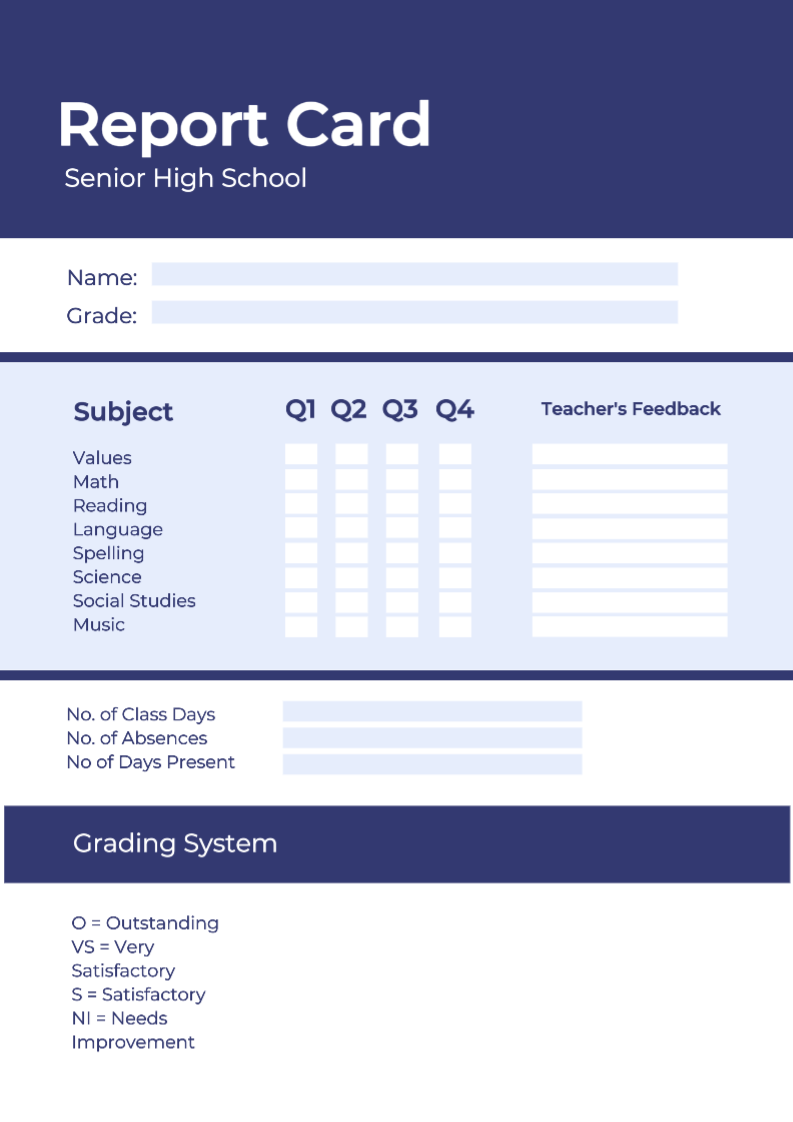 Kartu Laporan Non-pemasaran Biru