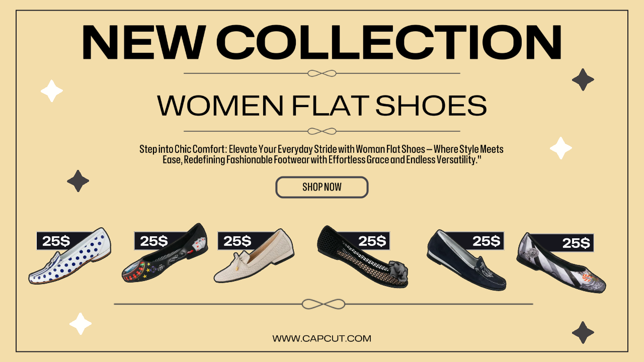 Tampilan Spanduk Sepatu Flat Wanita Koleksi Baru
