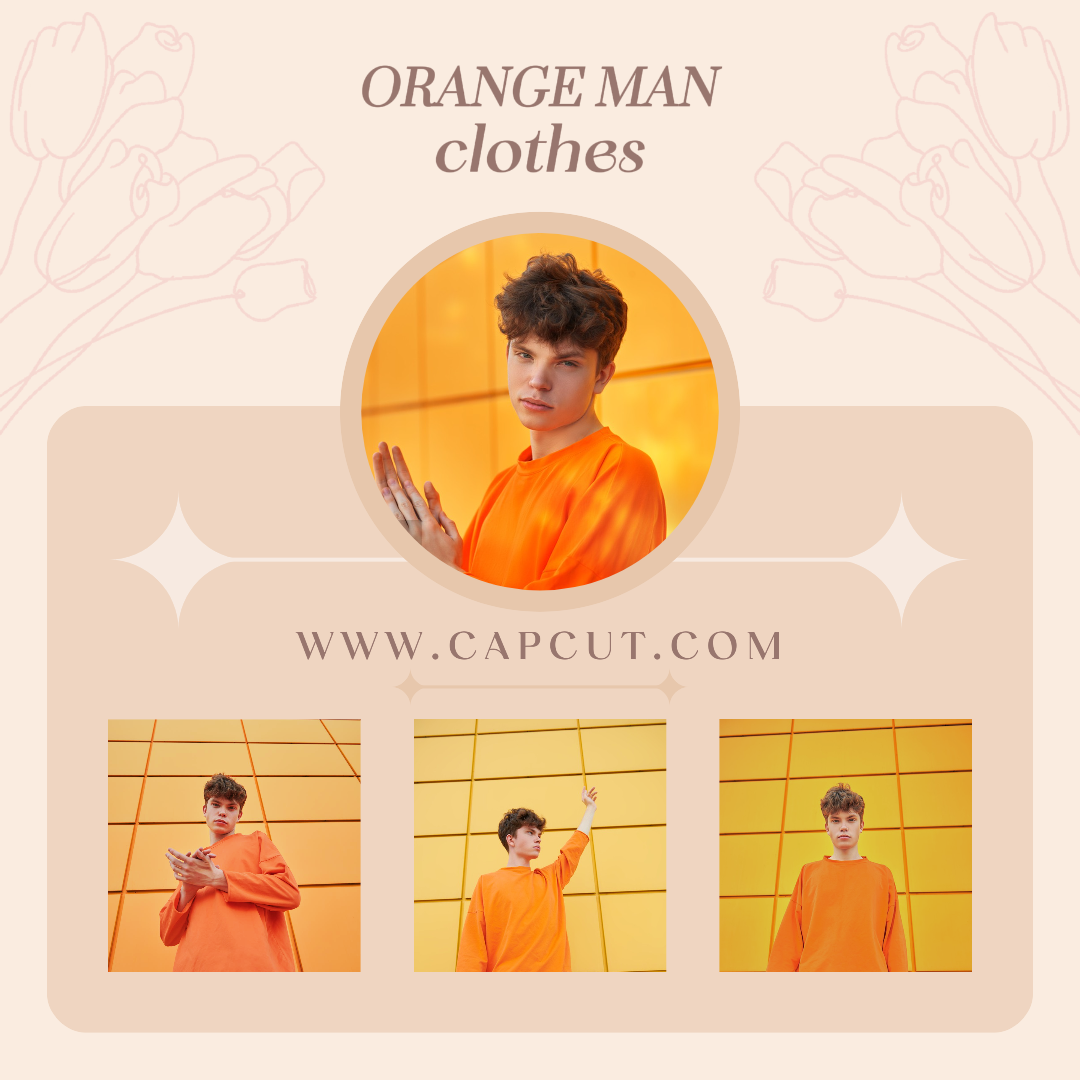 Minimalist Collage Marketing Poster Instagram Post Orange Man Clothes Top Casual