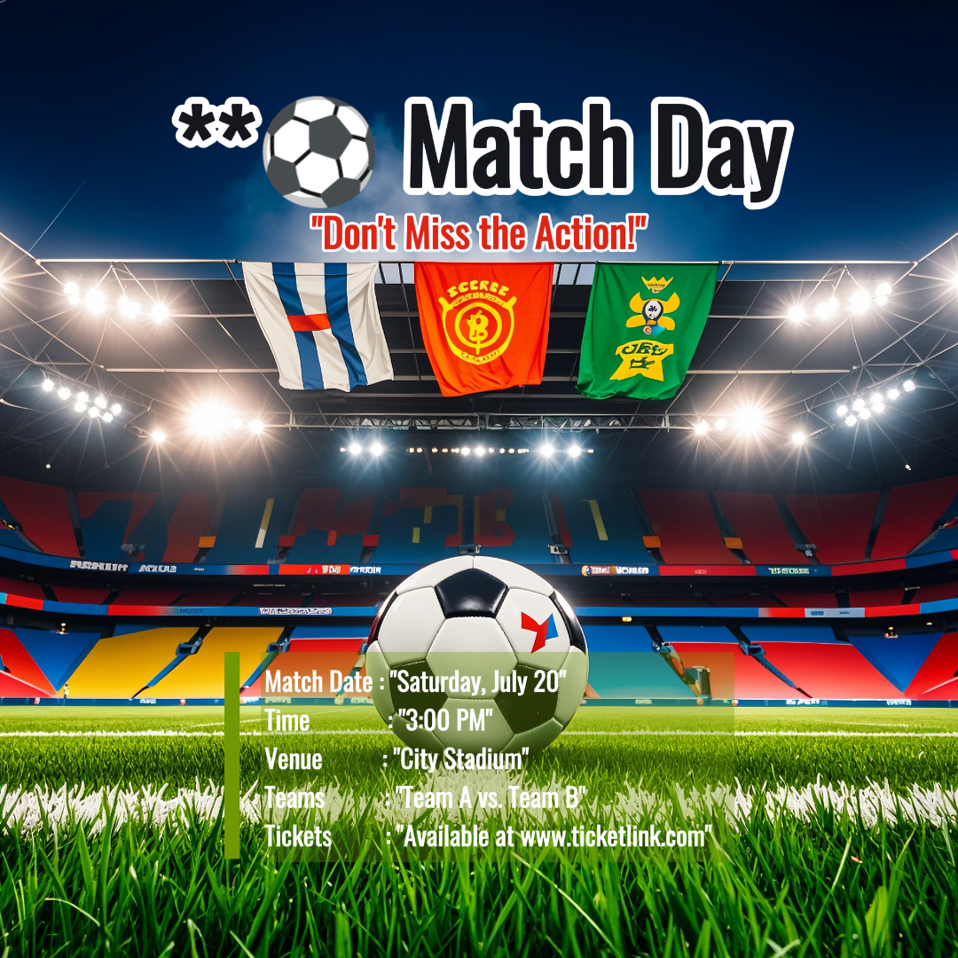Sports and Match Marketing Poster Football Instagram Post Green and blue