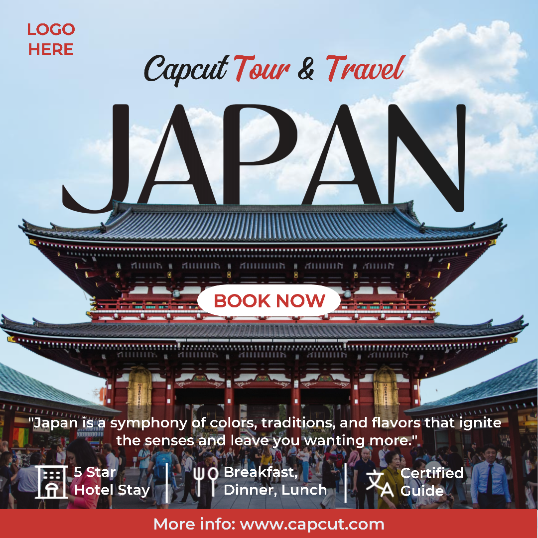 Japan Tour Travel Post Instagram Post Black & Red Minimalist