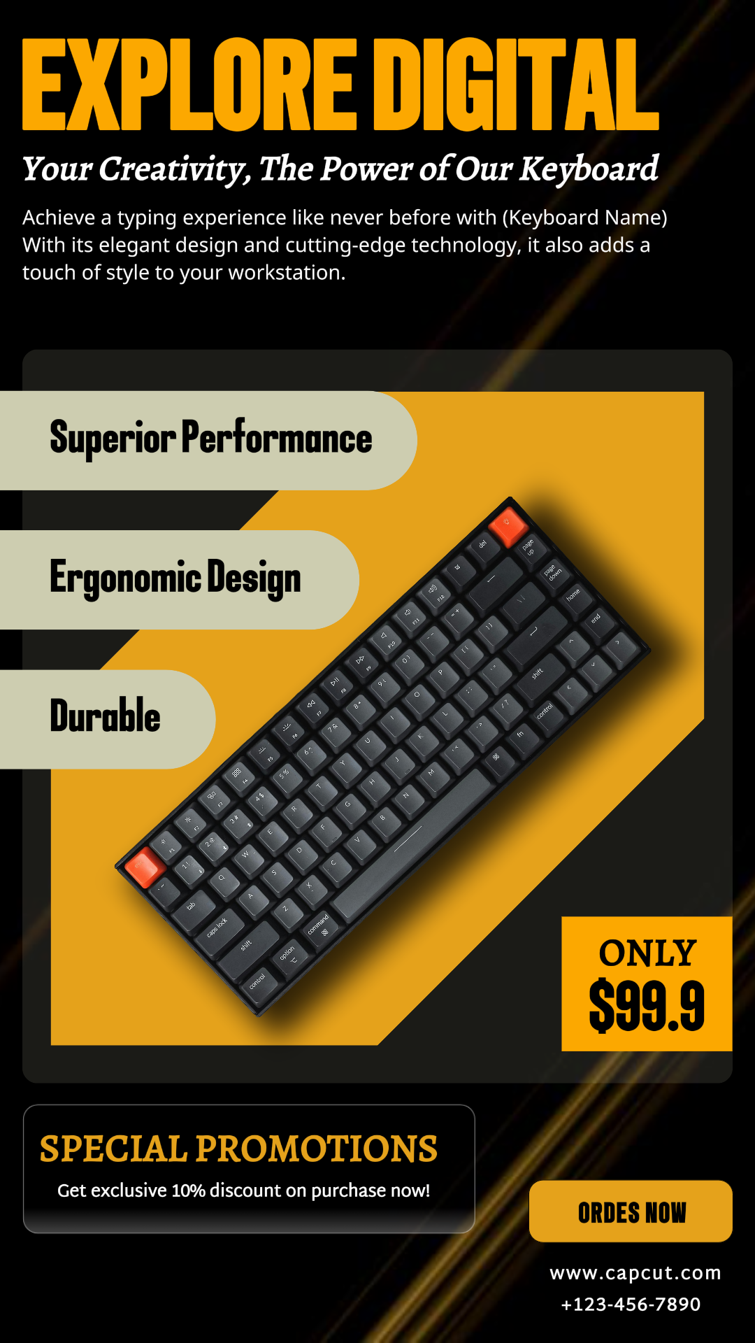 Minimalistische Collage Marketing Poster Insragram Story Tastatur