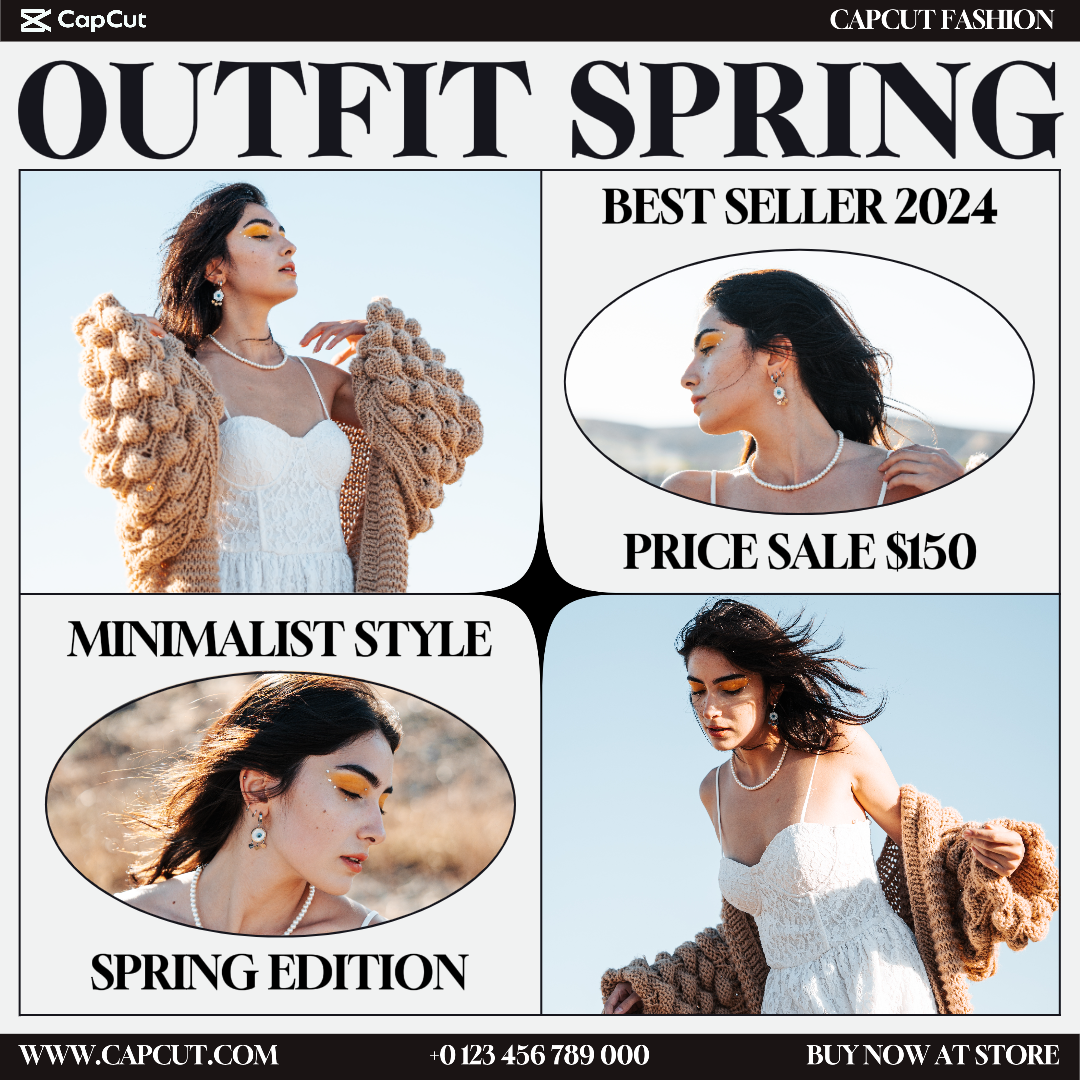 Outfit Spring Best Seller 2024 Product Display Instagram Post White Black Minimalist