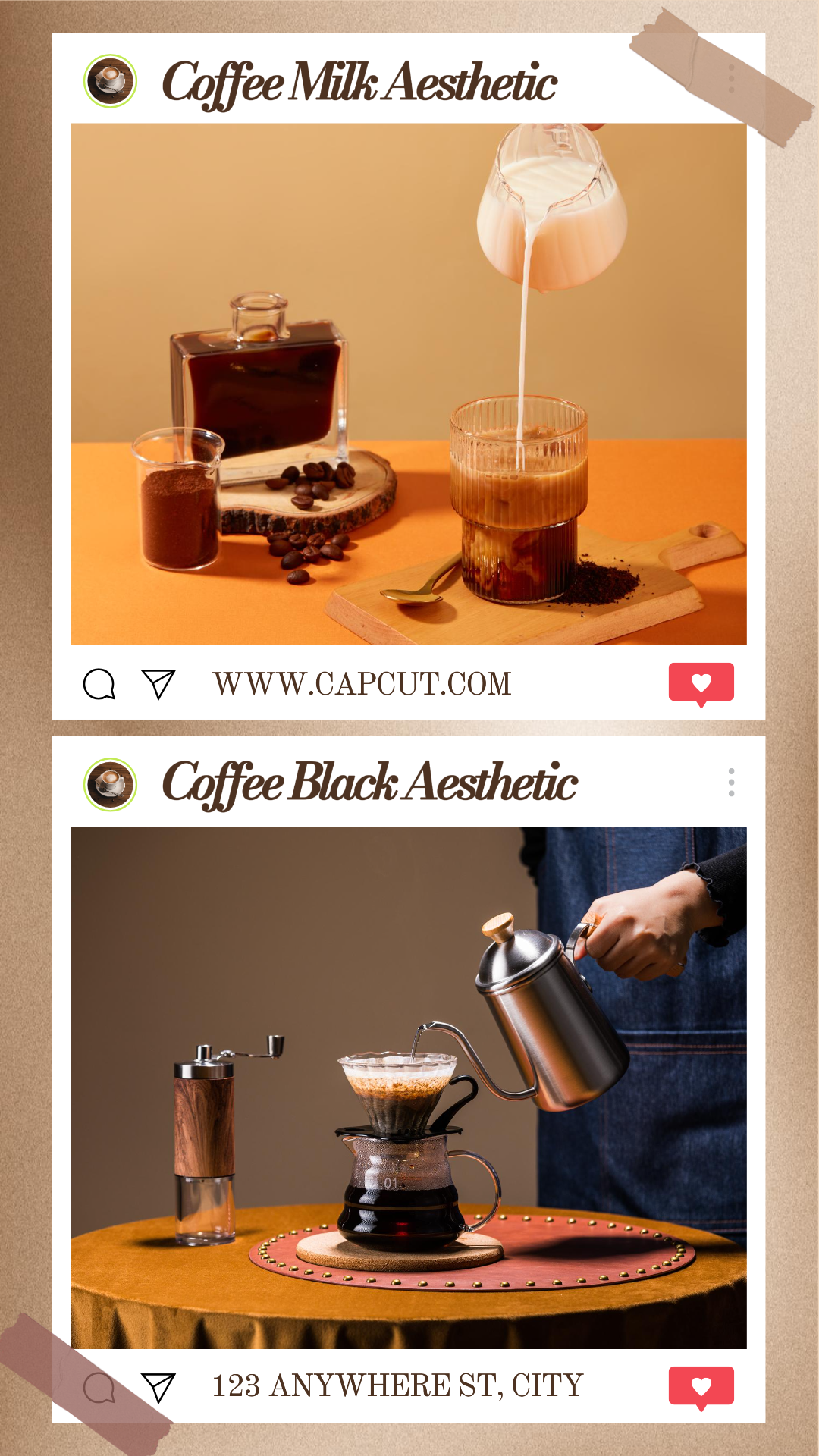 Kolase Minimalis - Poster Pemasaran Kopi Estetik Tik Tok Cream Minimalis