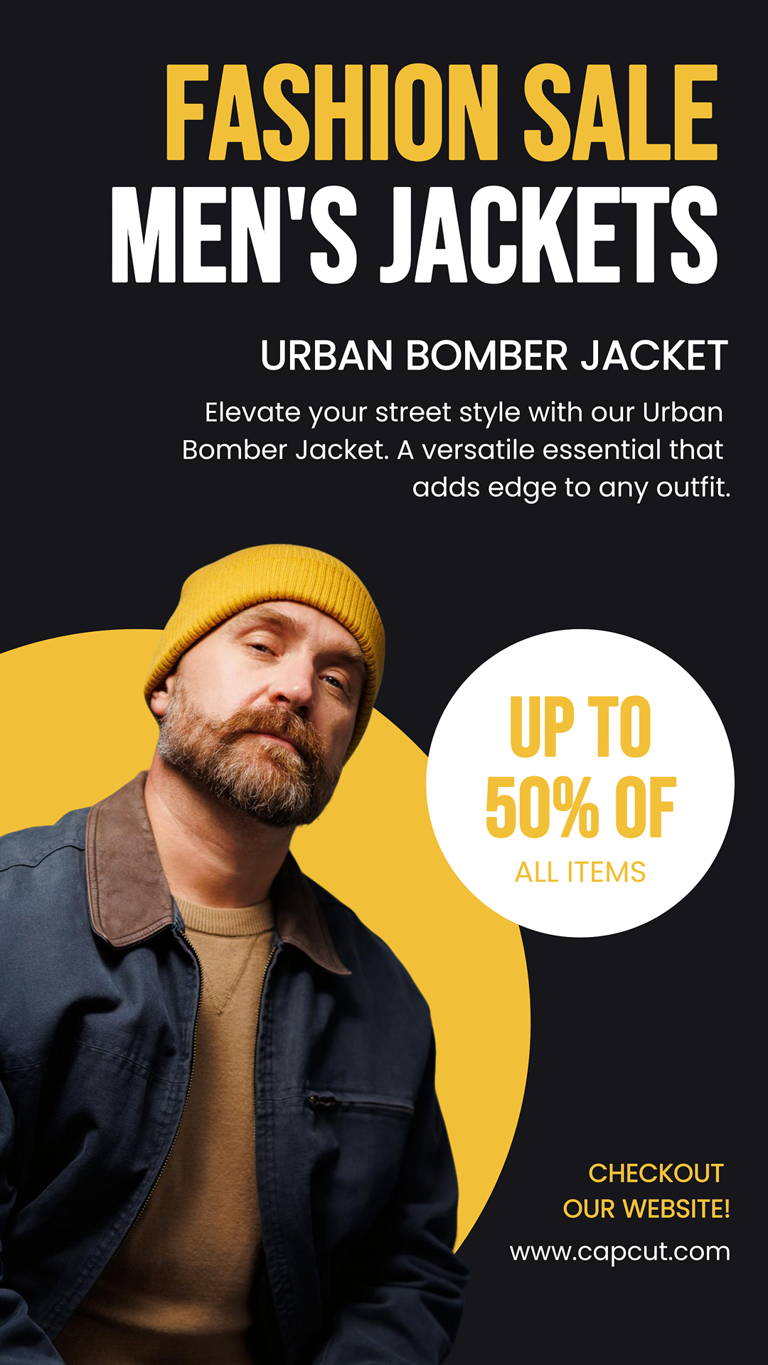 Clothing and Shoes Marketing Poster Urban Bomber Jacket Sale Instagram Story Modern