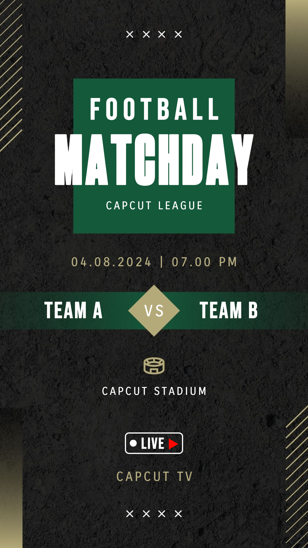 Esporte e partida Pôster criativo Instagram Story Football Match Day