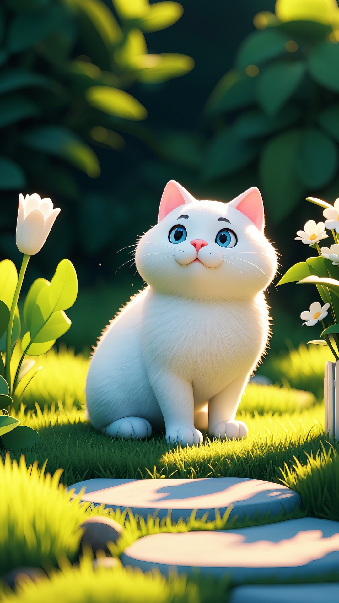 Papier peint affiche créative chat blanc