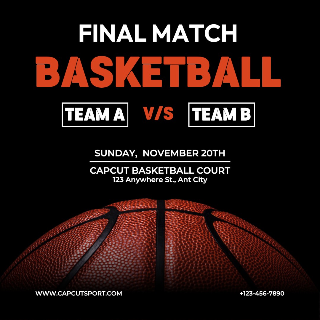 Póster de baloncesto del partido final para publicación de Instagram