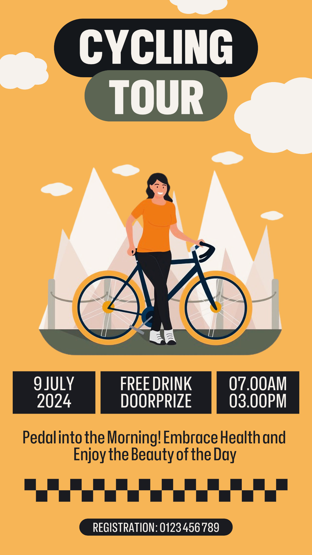 Sports and match creative poster cycling instagram story yellow