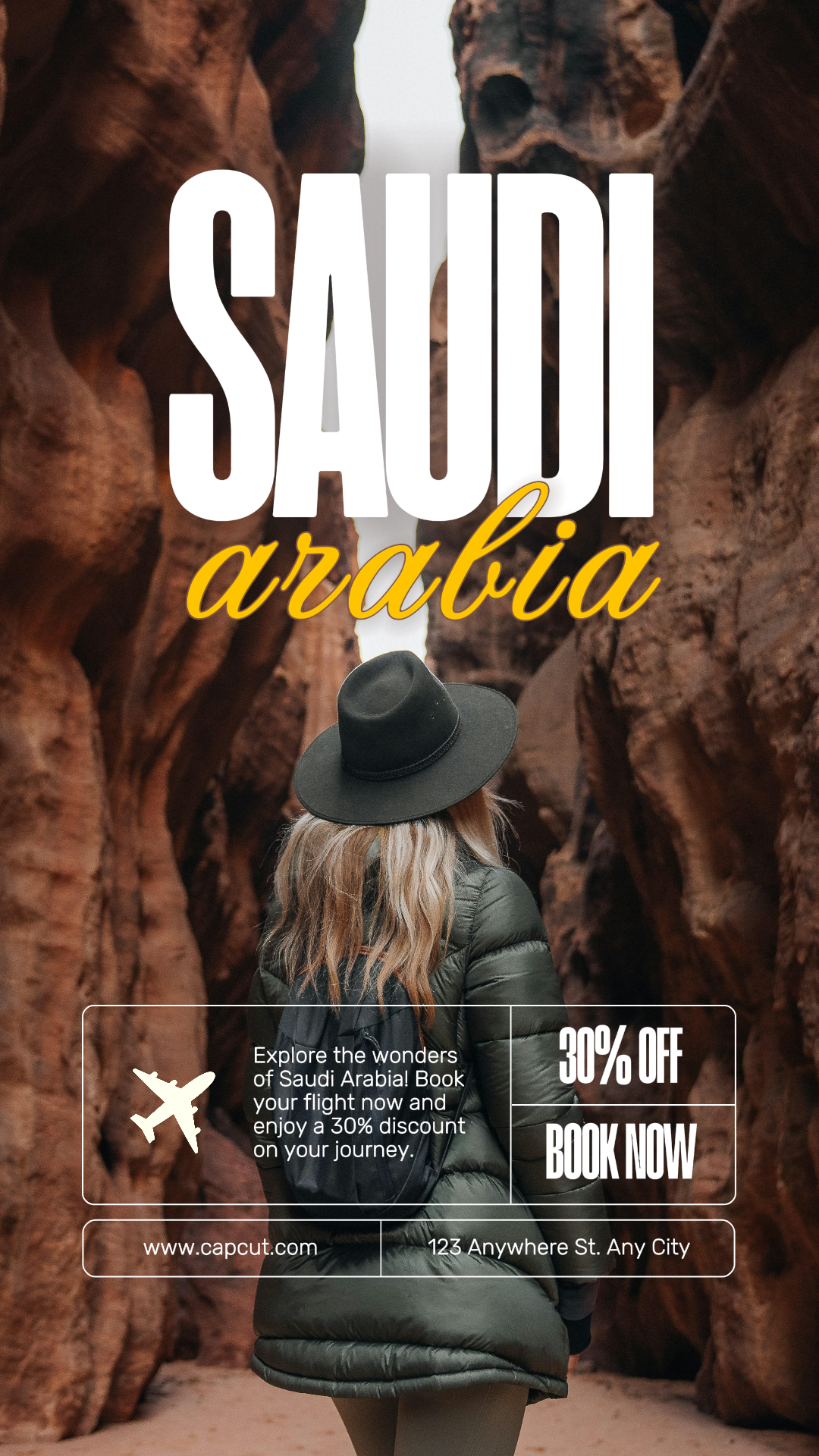 여행 마케팅 포스터 인스타그램 스토리 사우디아라비아 화이트 옐로우