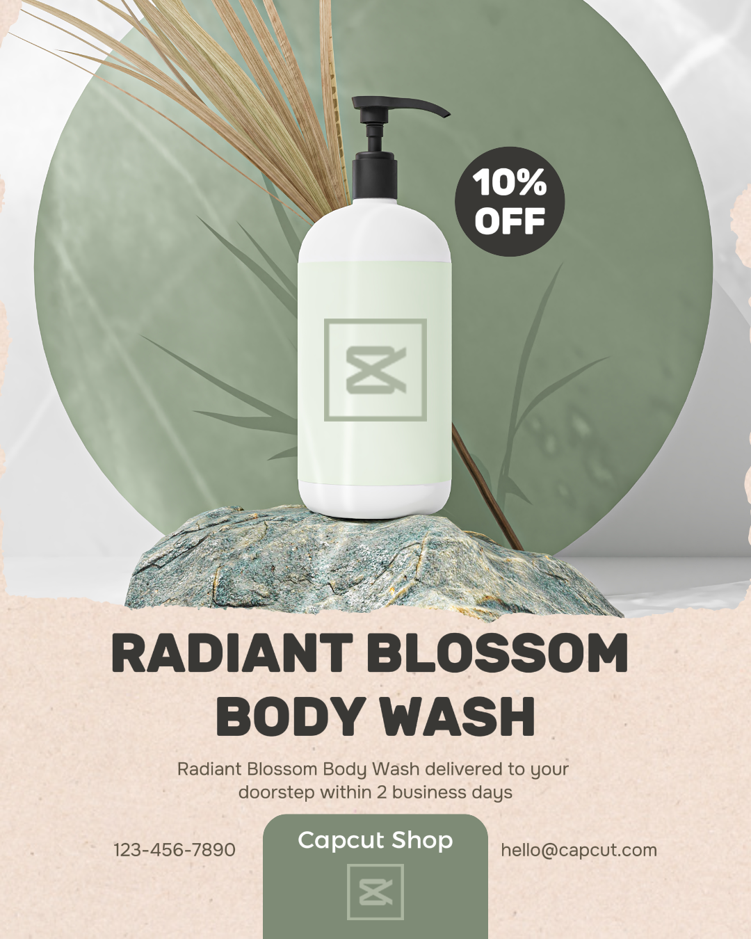 Beauty Care Body Wash Promotion Instagram Portrait Sage Minimalist