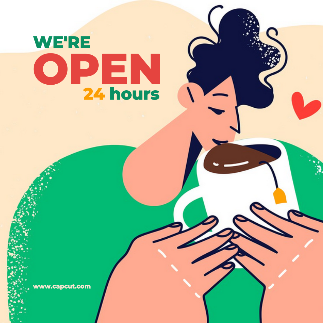 bisnis dan kantor poster kreatif instagram kami buka Hijau