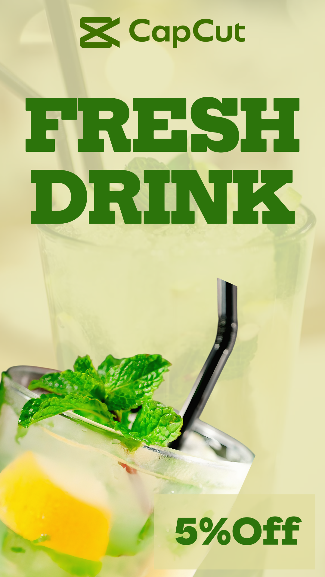 Rabatt für frische Getränke Instagram Story Grün