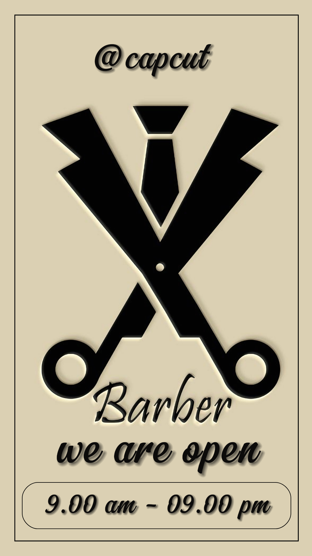 Affiche de marketing d'entreprise et de bureau tiktok nous sommes un salon de coiffure ouvert