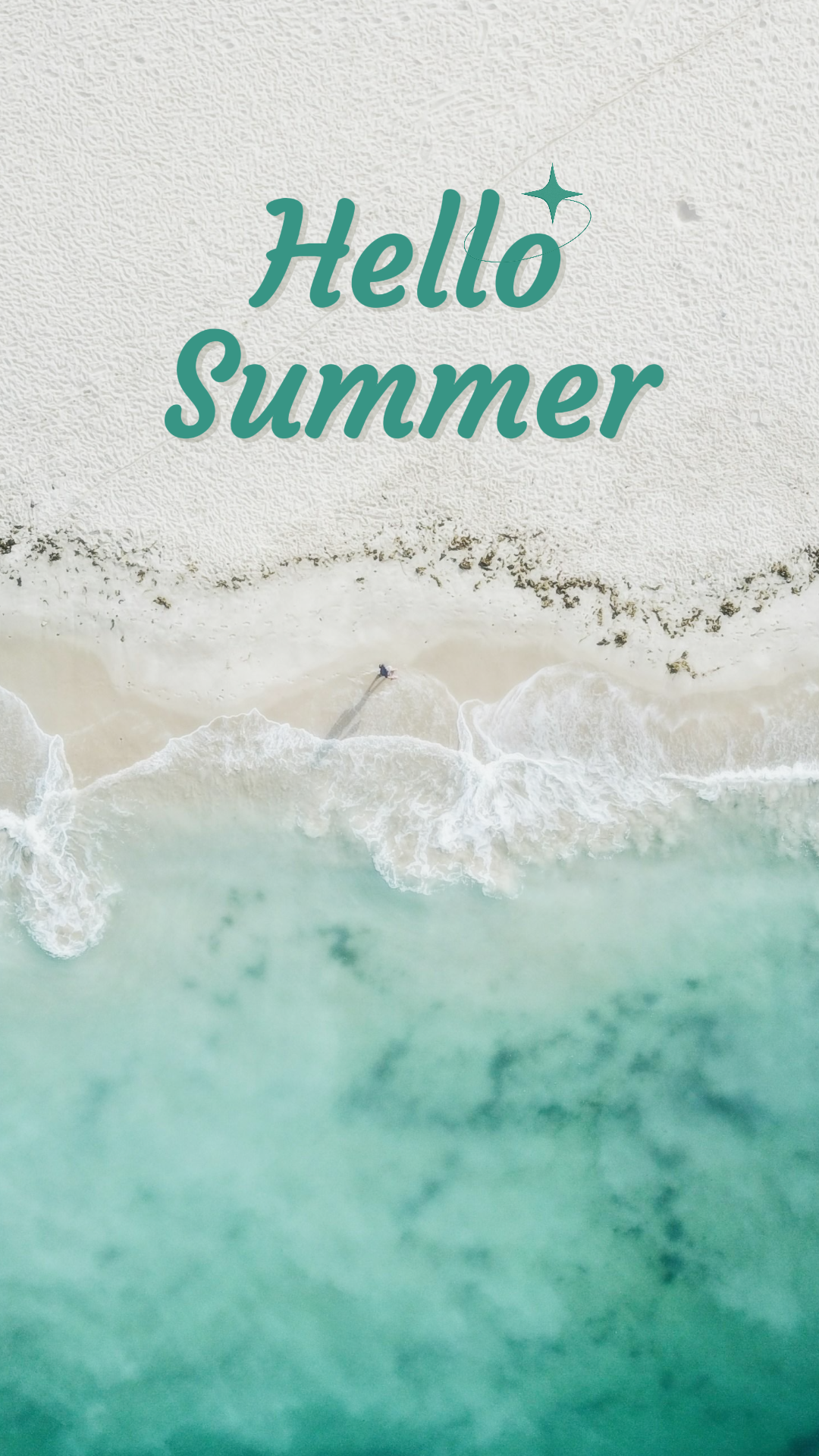 Papier peint affiche créative bonjour été vert doux