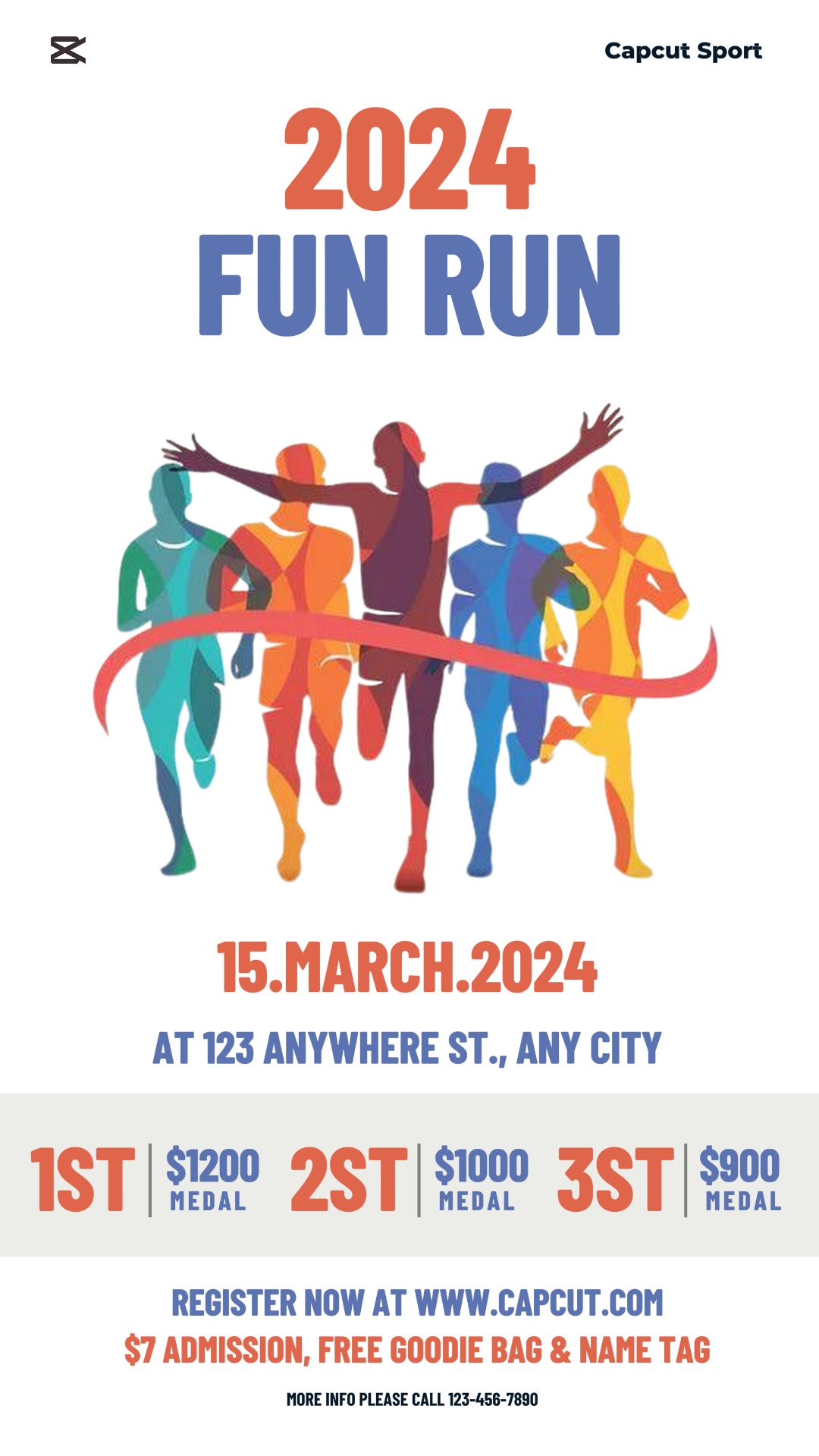 Sports and Match Marketing Poster Athletics Fun Run Instagram Story White