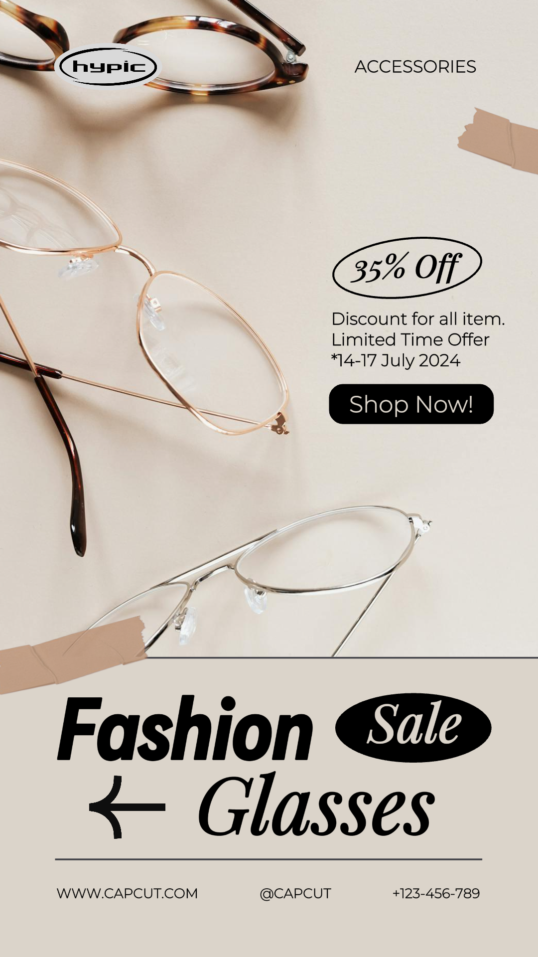 Jewelry and Accessories Glasses Promotion Instagram Story