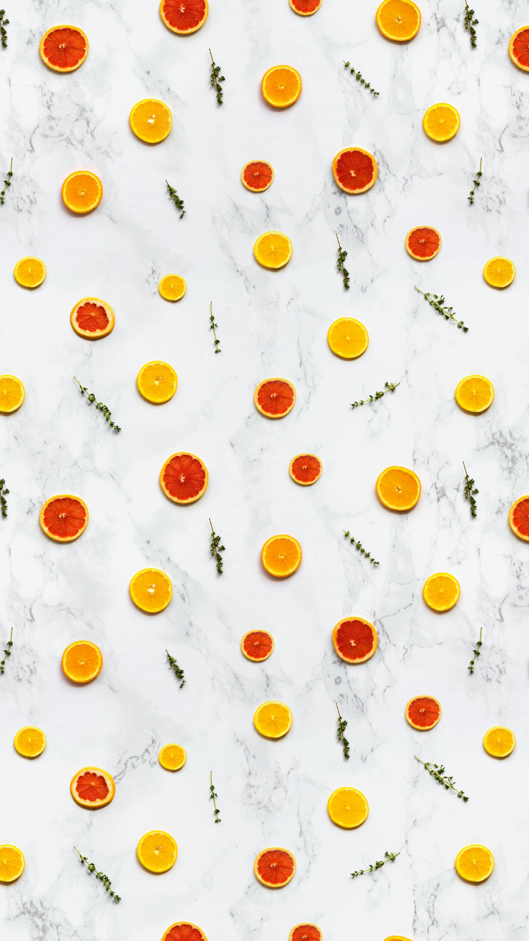 Wallpaper Mini Oranges on Flat Lay Pattern