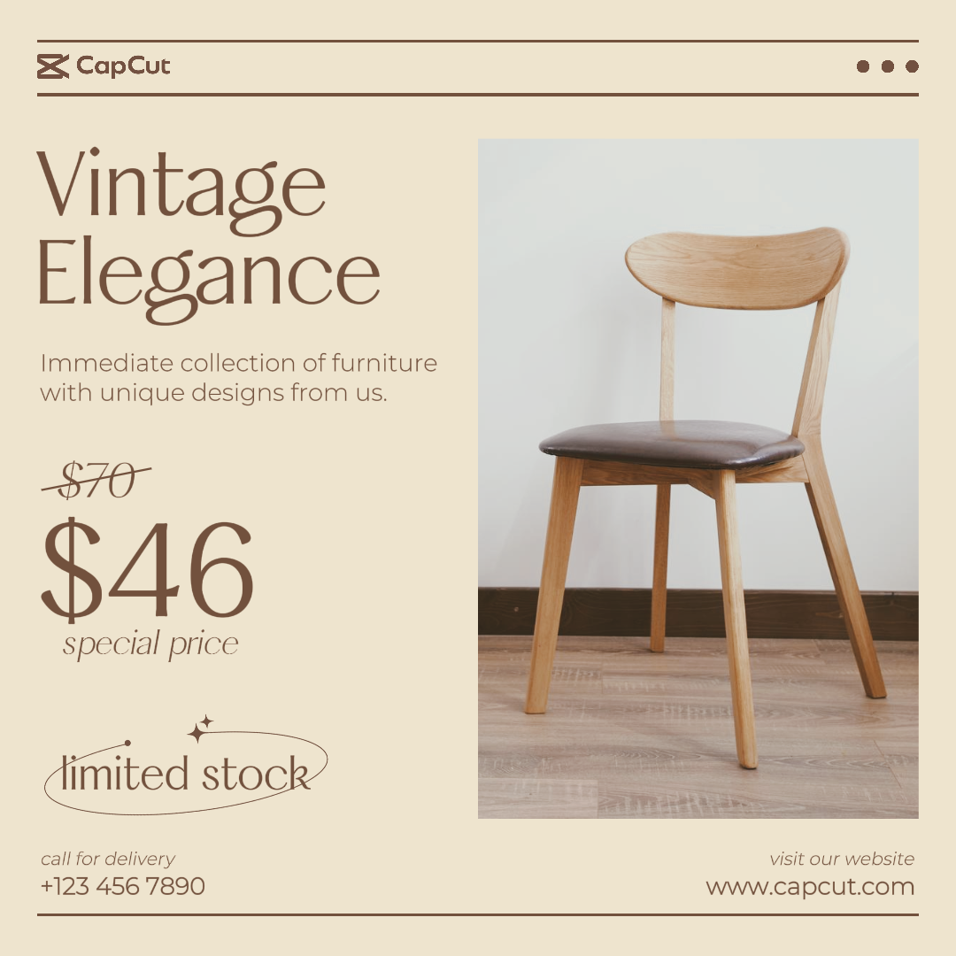 Mobiliário de cadeira vintage Elegance Instagram Feed Minimalista