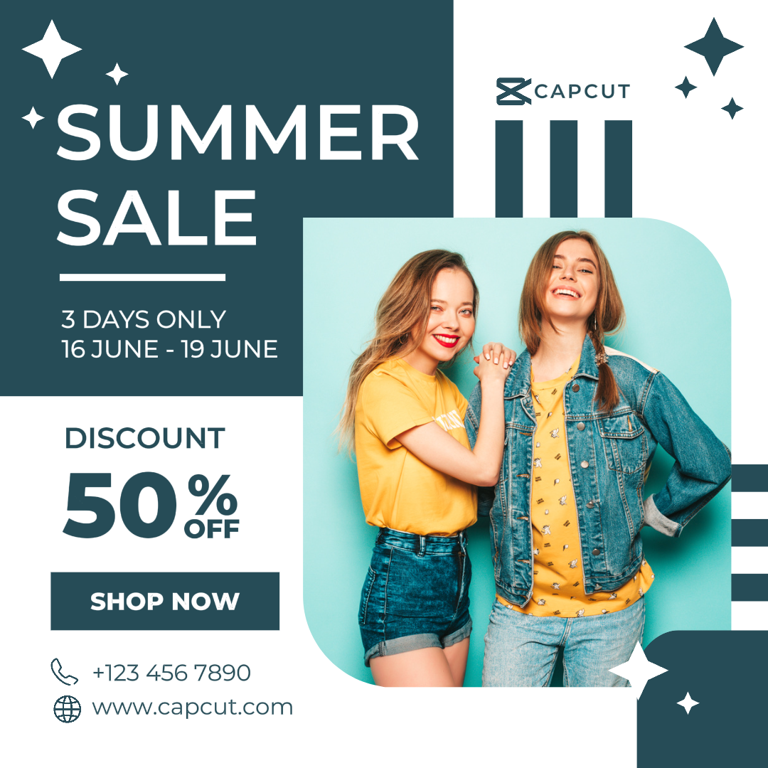 Summer Sale Marketing Poster Instagram Post Blue