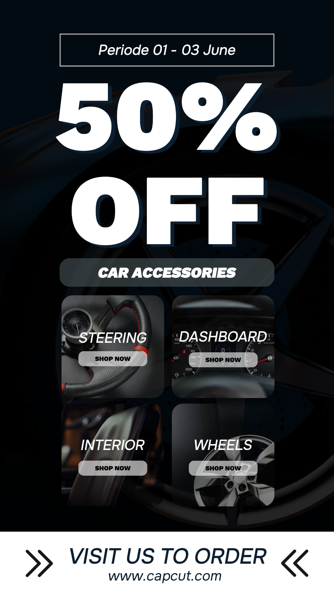 Cars Marketing Poster Promotion Sale car accessories Instagram Story