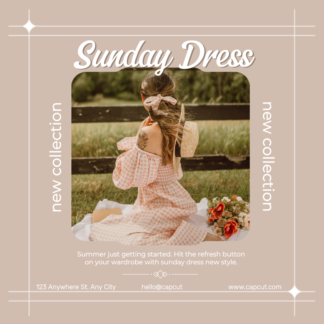 Pôster de marketing de roupas e sapatos Instagram Post Sunday Dress White