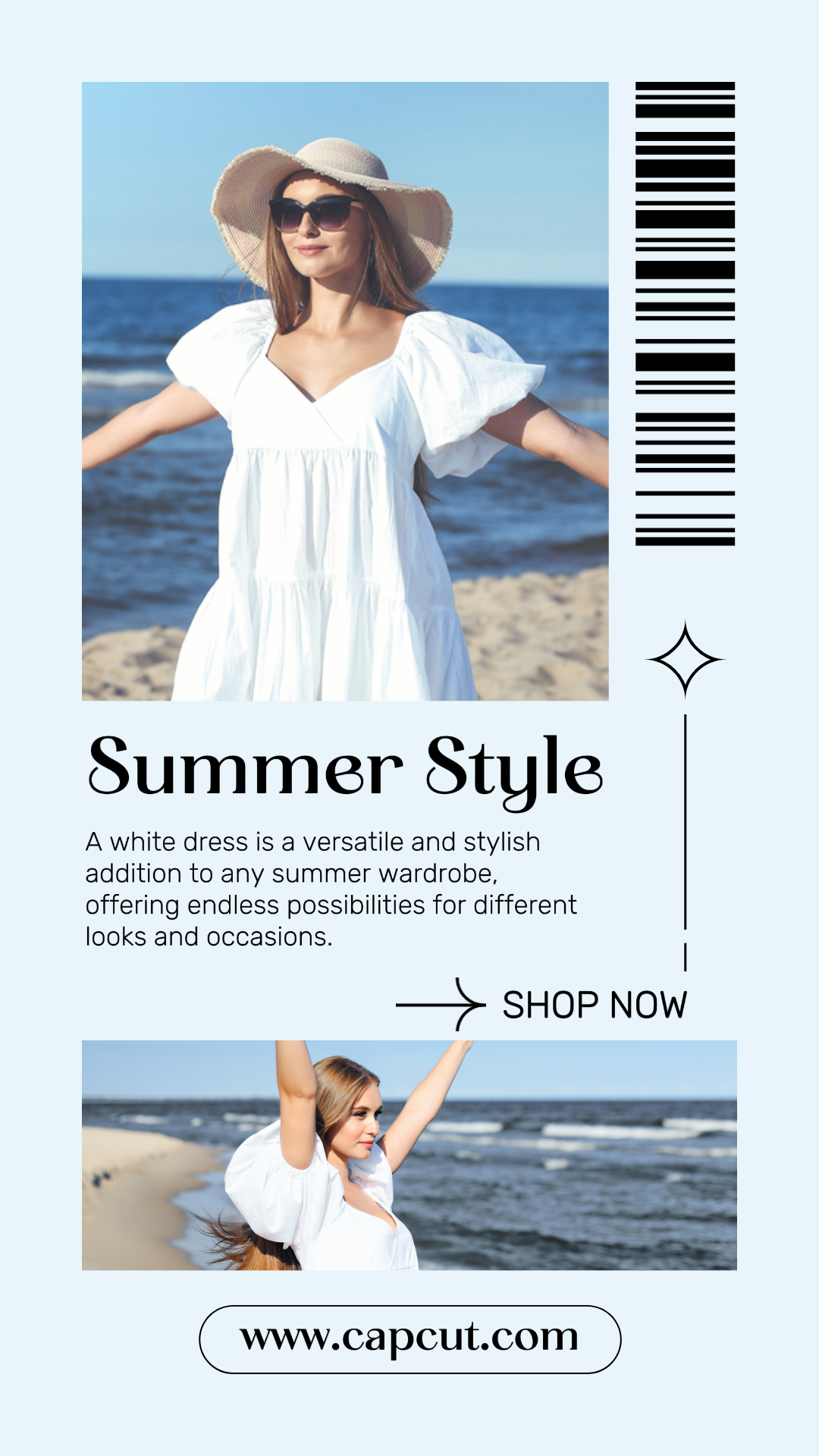 Marketing des vêtements IG Story White Dress Beach