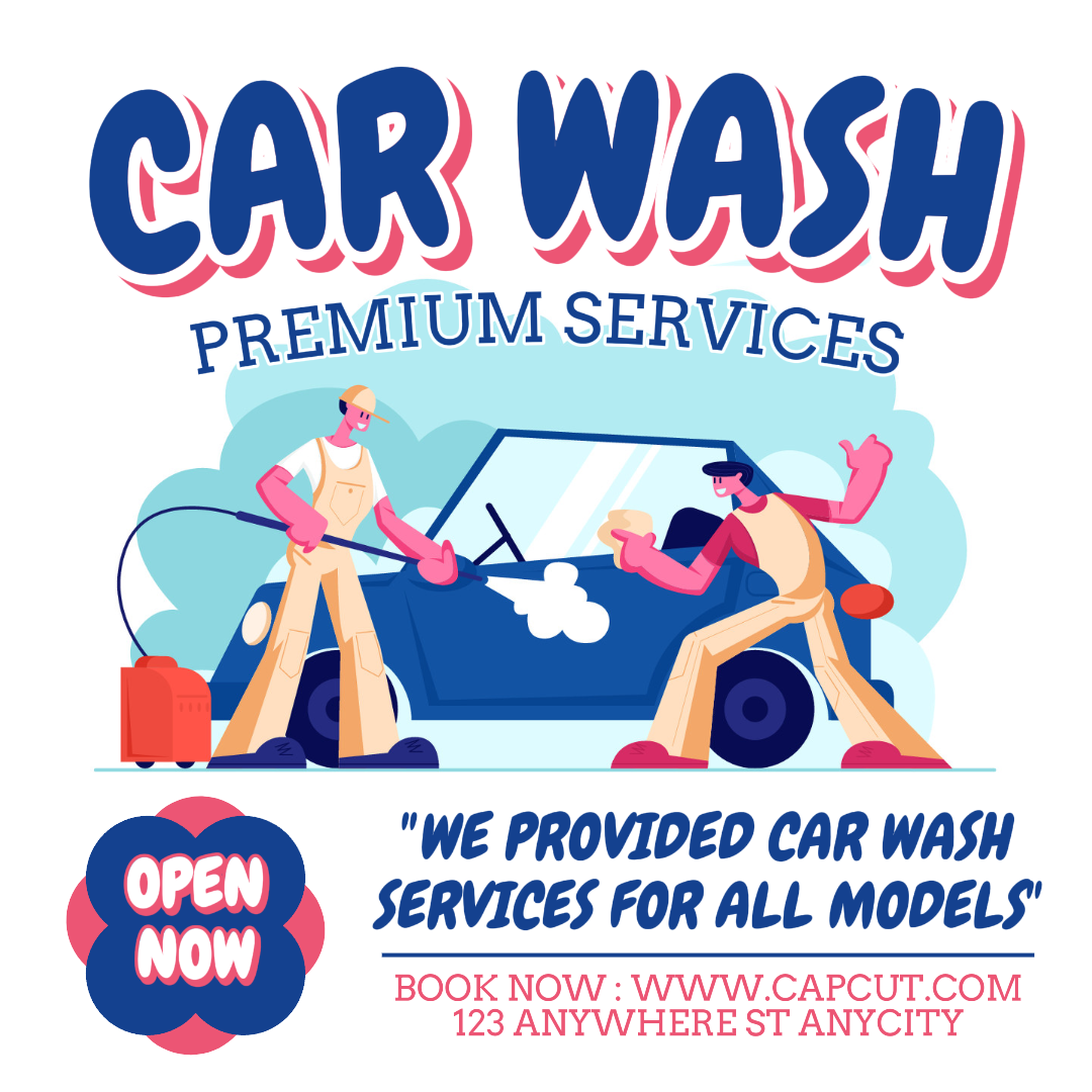 Carros - Poster de Marketing Promoção de Lavagem de Carros Post no Instagram