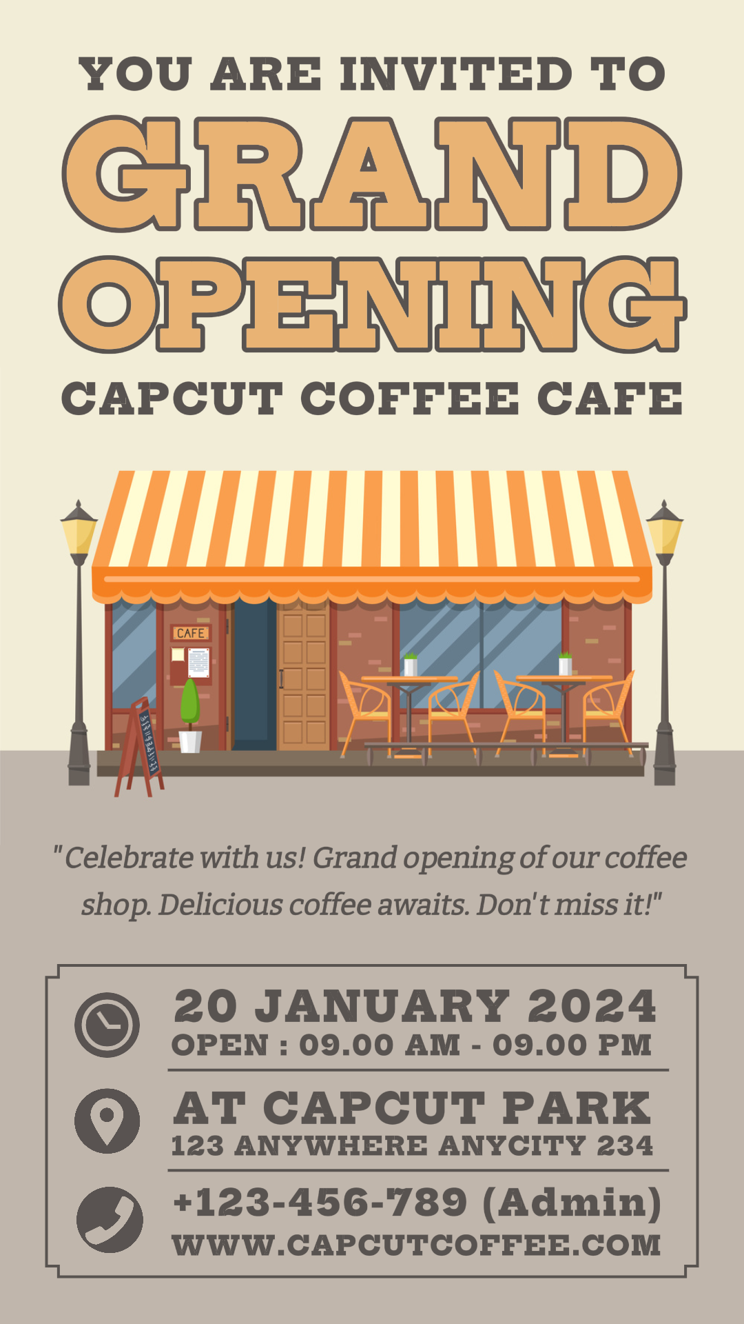 Food & Beverage Coffee Cafe Grand Opening Invitation Template Instagram Story