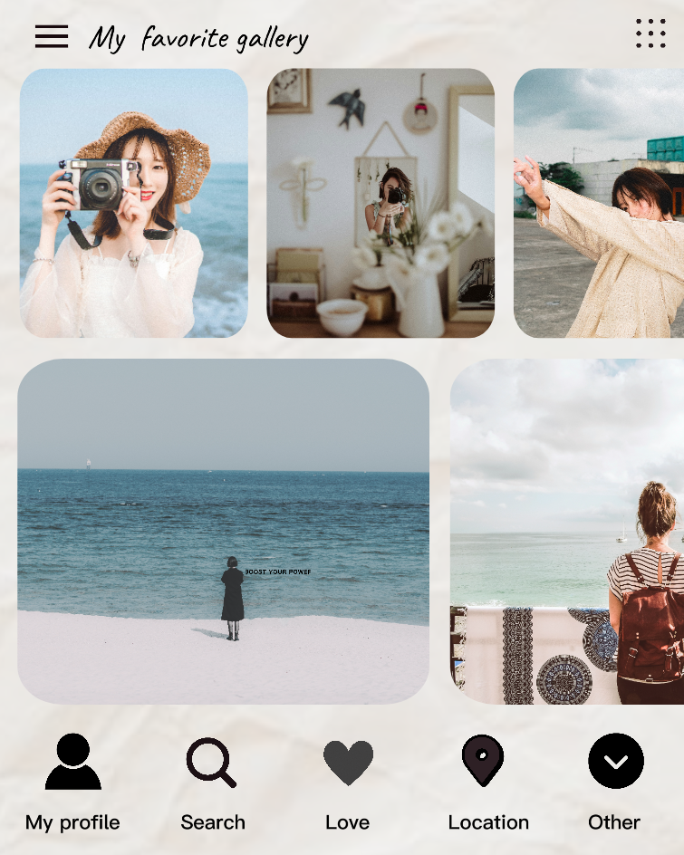 Compartilhamento pessoal sem marketing Colagem de fotos Galeria favorita 