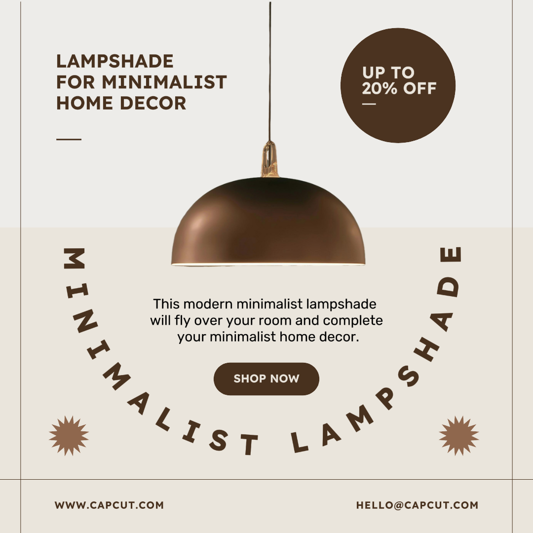 Poster Pemasaran Rumah Tangga Promosi Kap Lampu Minimalis Instagram Post Beige Minimalis