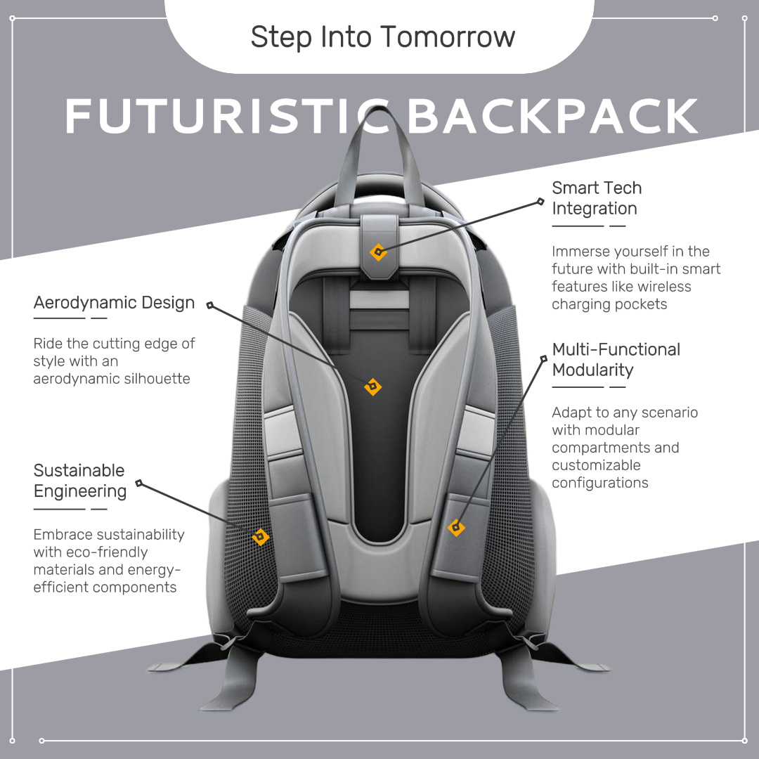 E-Commerce Fashion Bacpack Produto Callout Cinza