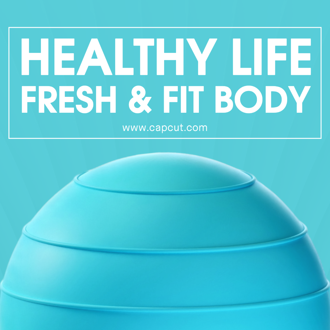 Treino e fitness Pôster criativo Instagram post Cyan Bola de ginástica