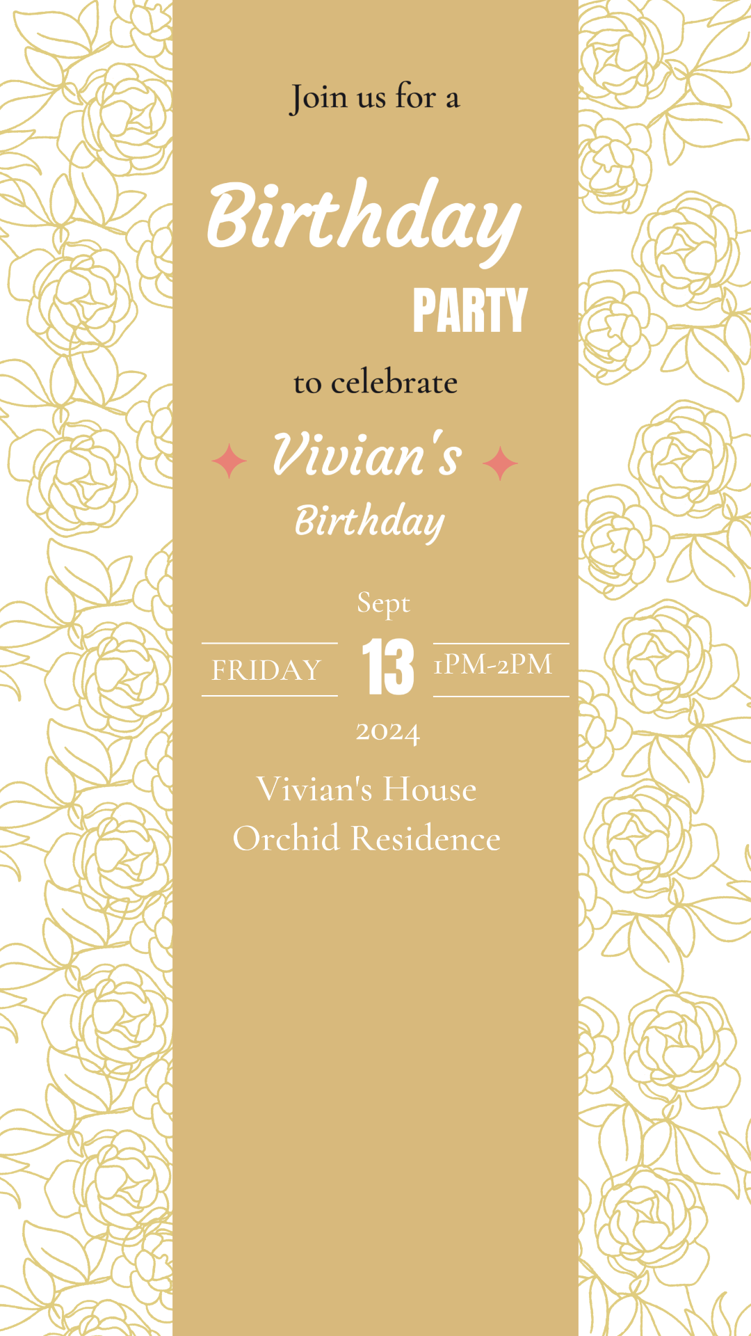 Invitación de no marketing Cumpleaños Flor marrón