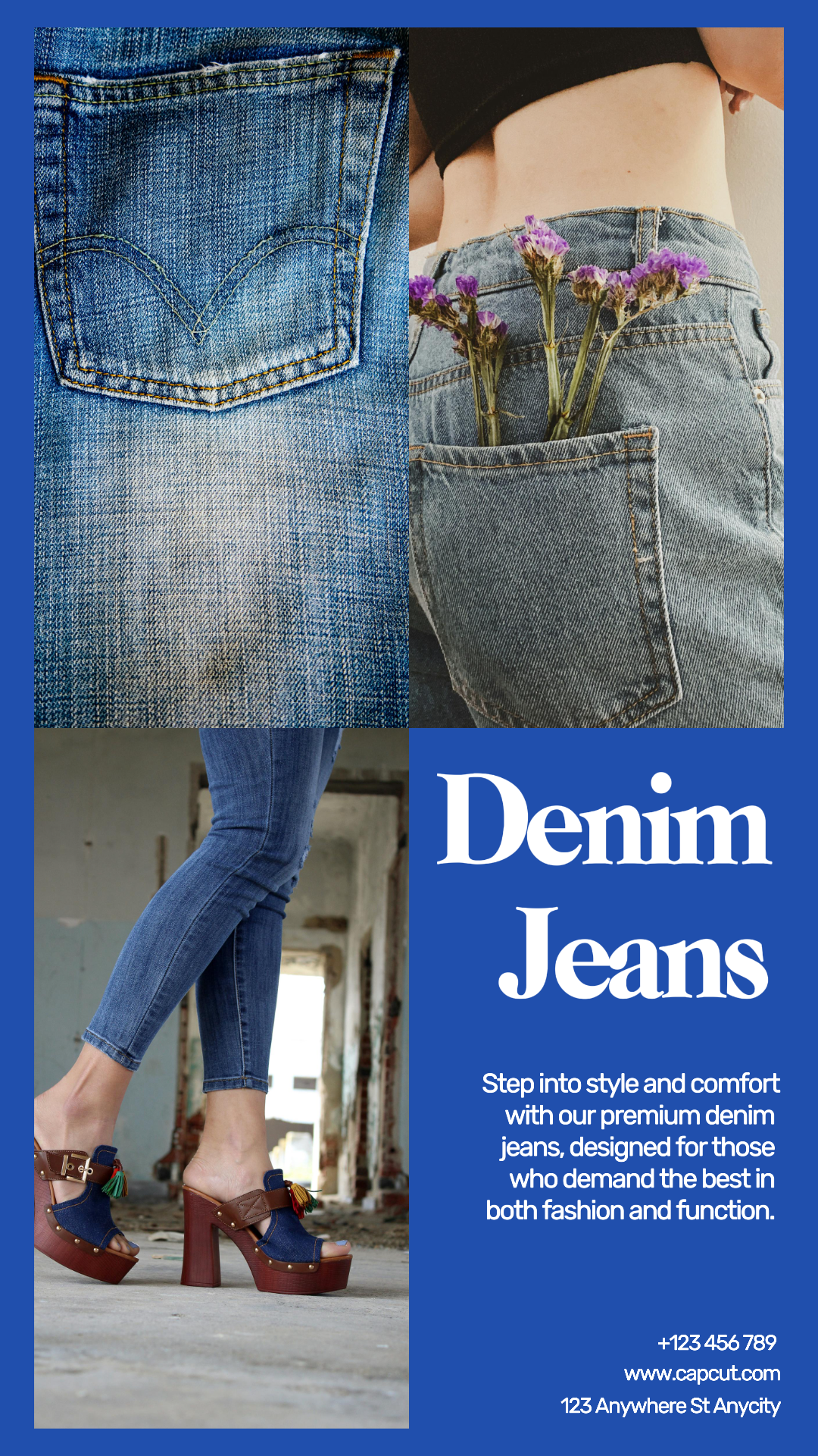 Clothing Jeans Denim Marketing Poster Instagram story Minimalist Blue