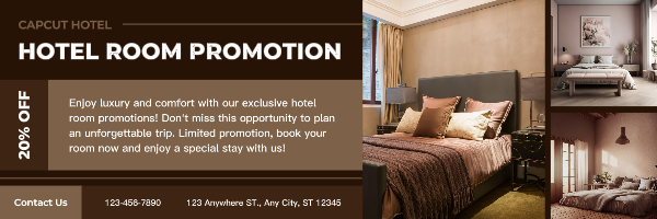 Cabecera de correo electrónico de promoción de habitaciones de hotel