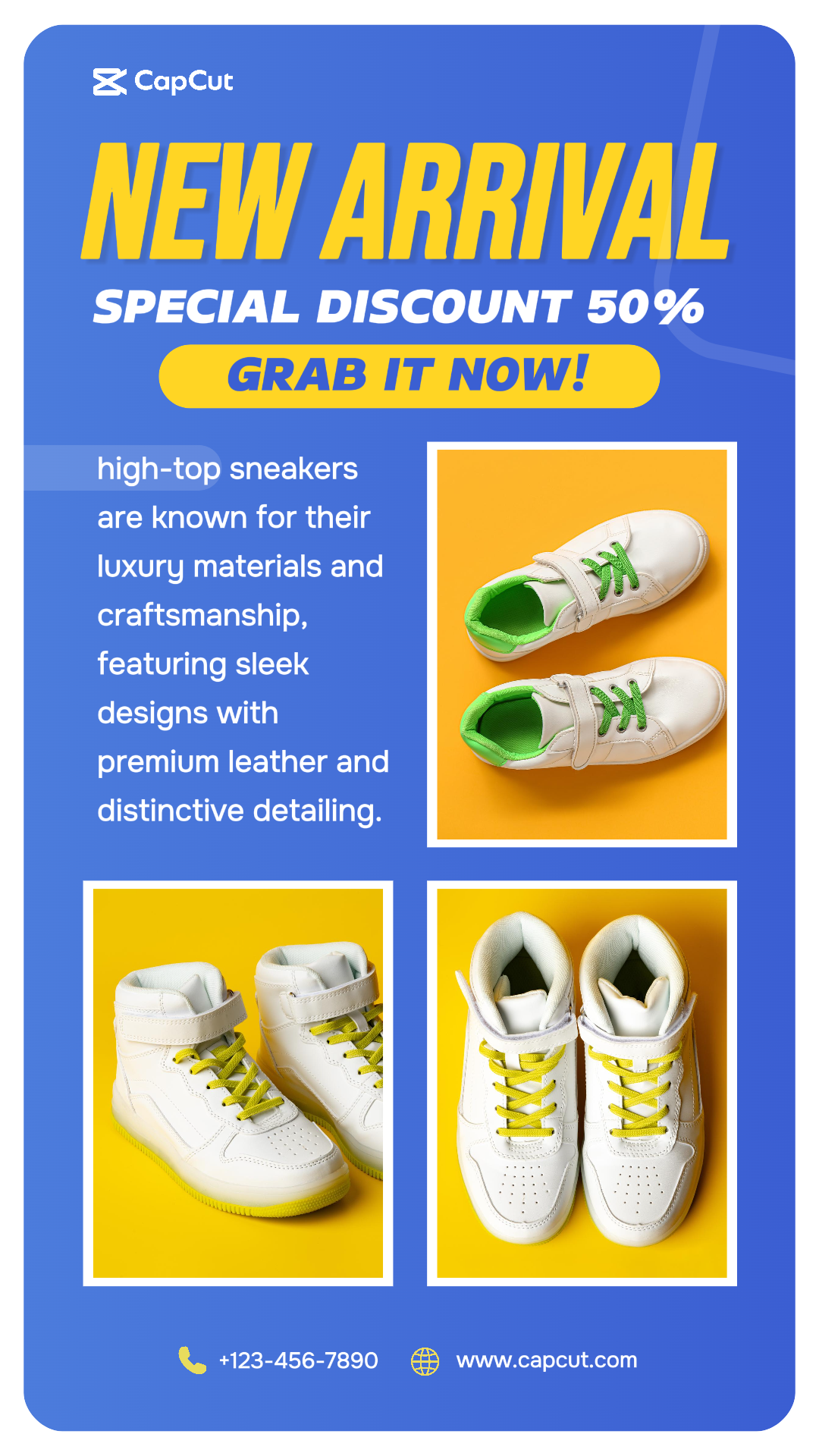 Modelo de imagem Roupas e sapatos Instagram Post Tema azul e amarelo