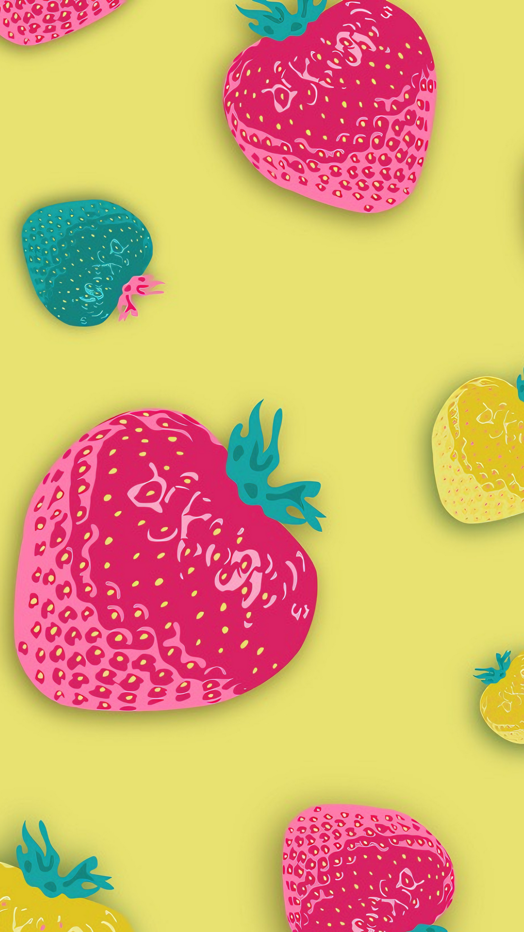 Fondo de pantalla Frutas Fresa Amarillo Rojo Blanco Verde Ilustración Dibujos animados